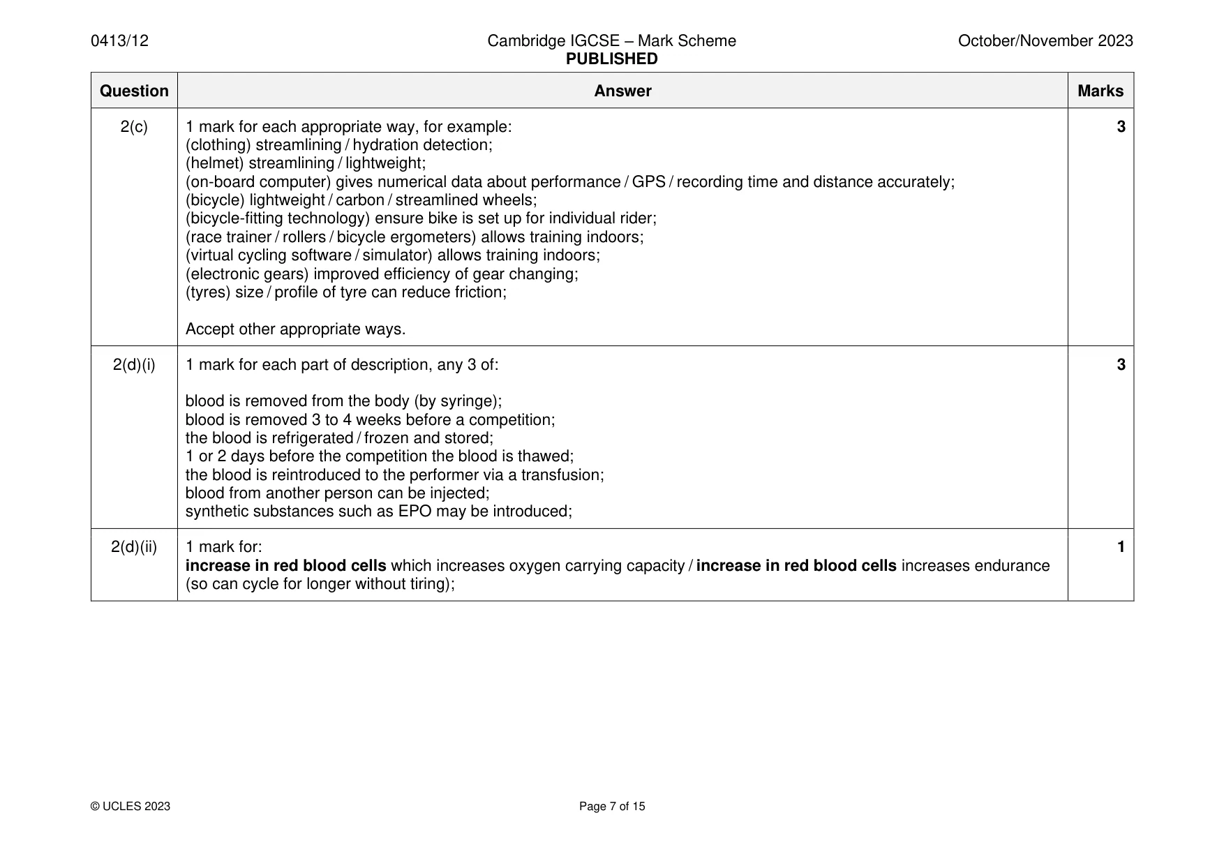 Mark scheme, page 7 of 15