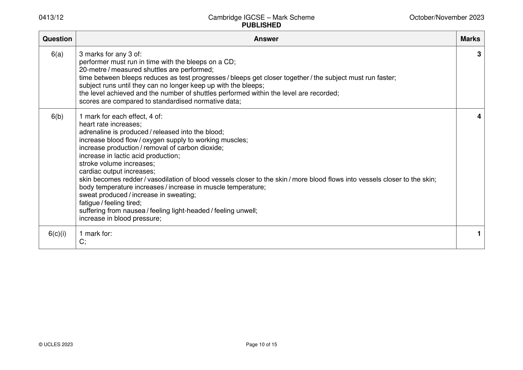 Mark scheme, page 10 of 15