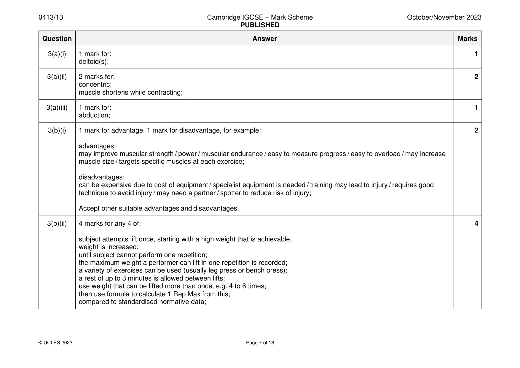 Mark scheme, page 7 of 18