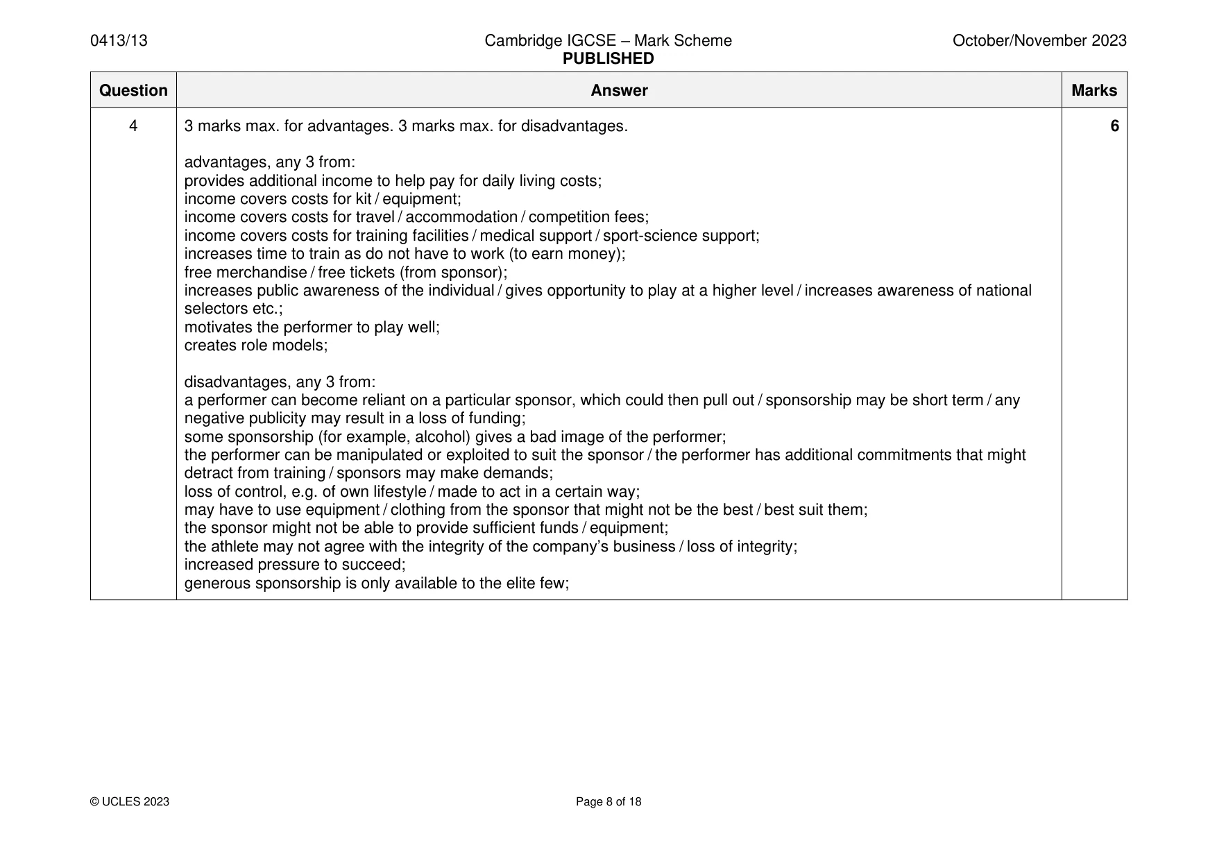Mark scheme, page 8 of 18
