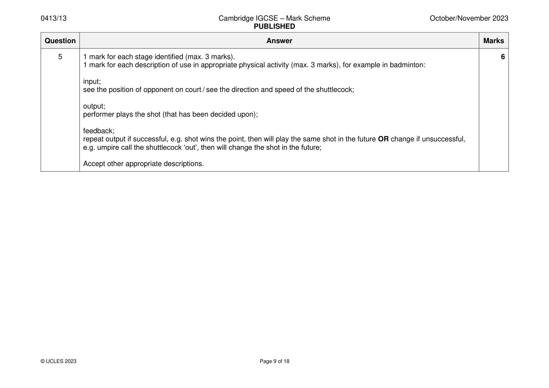 Mark scheme, page 9 of 18