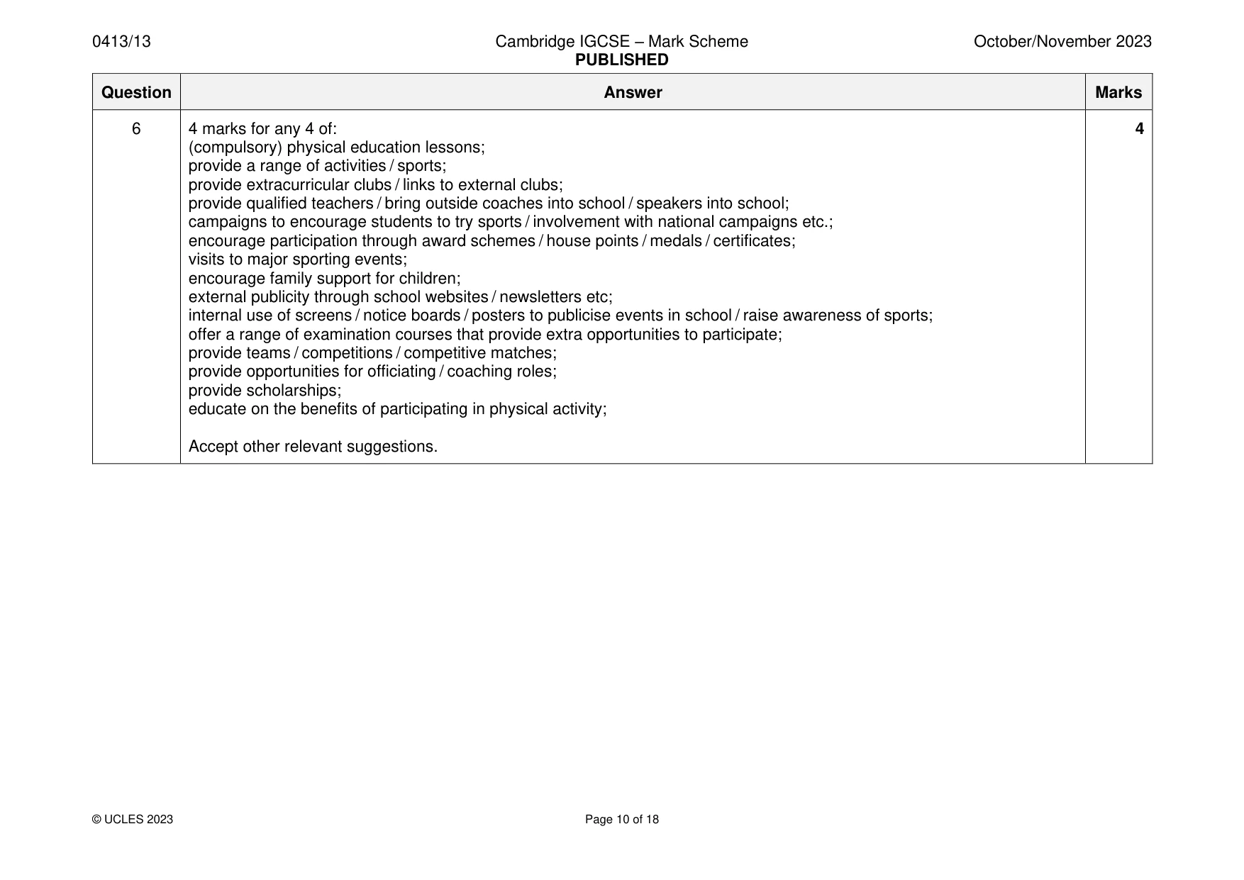 Mark scheme, page 10 of 18