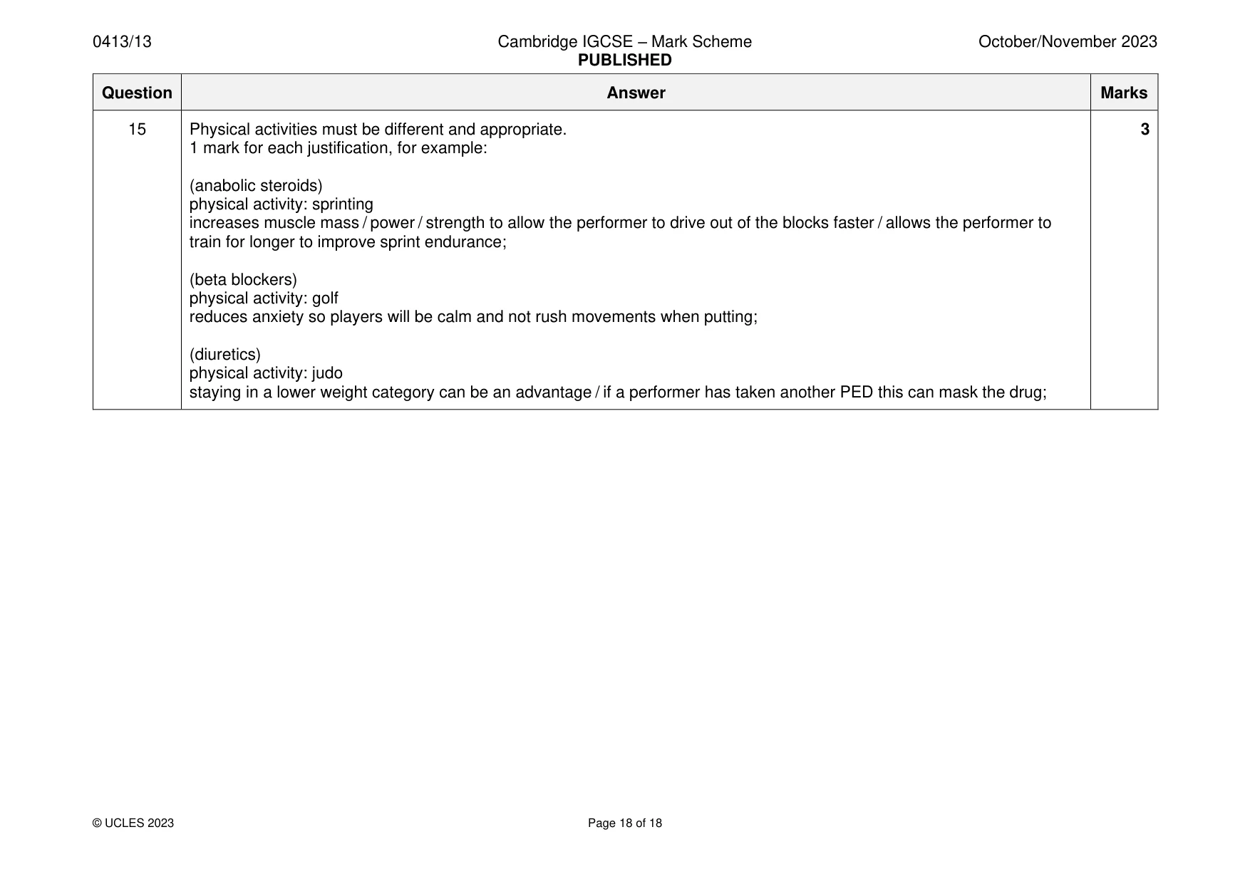 Mark scheme, page 18 of 18
