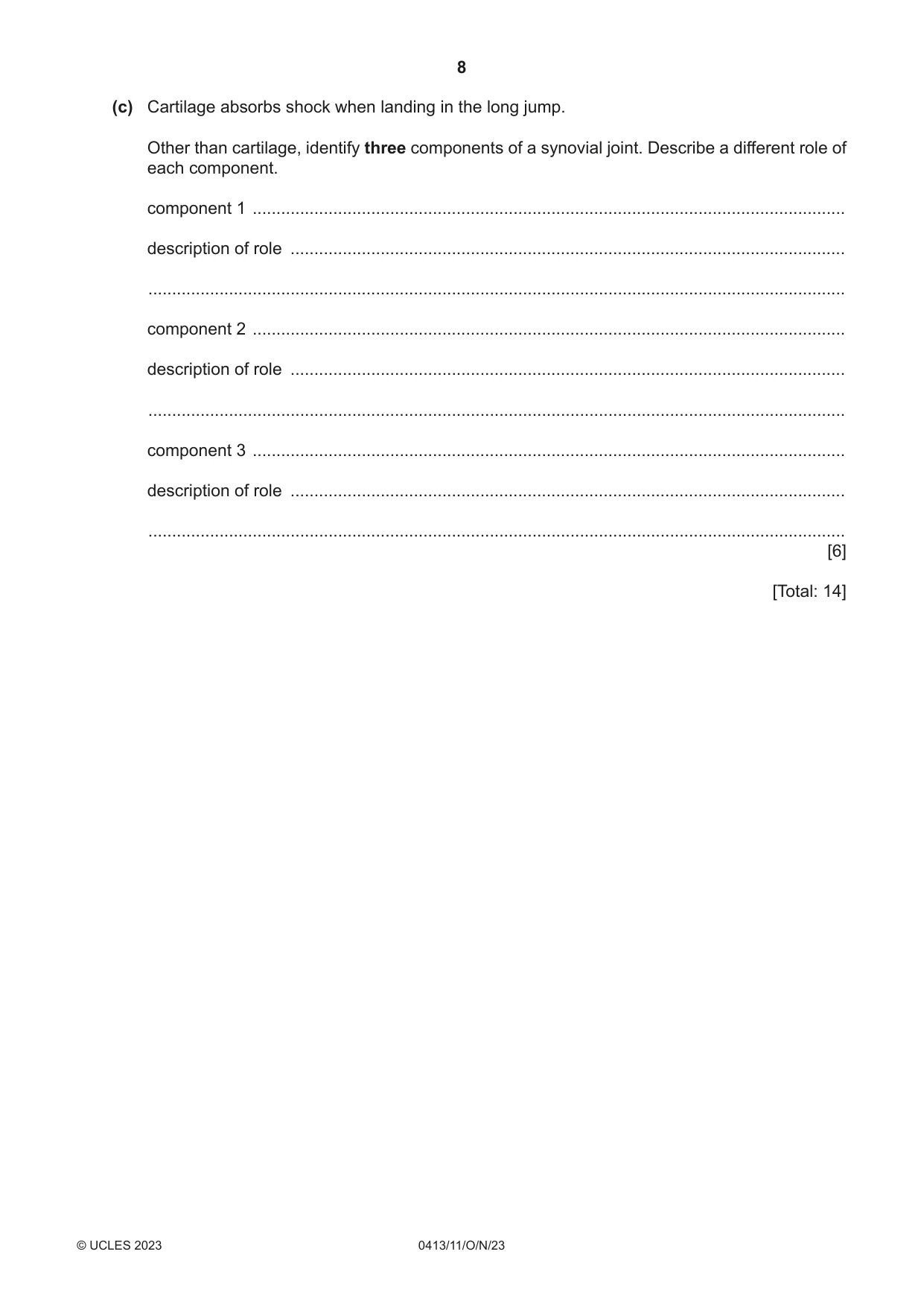 Cambridge IGCSE Physical Education 0413 2023 Oct/Nov Paper 1 · Variant 1 question paper, page 8 of 16