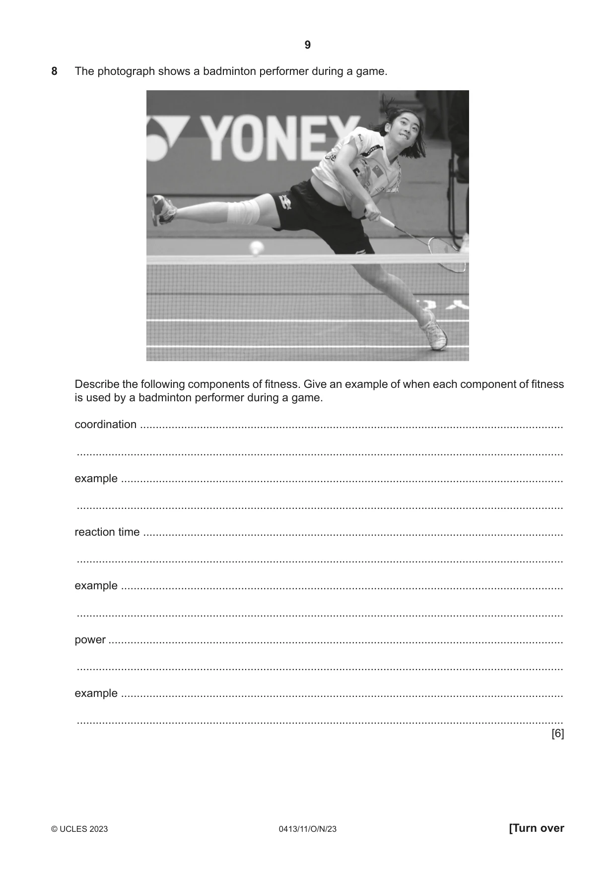 Cambridge IGCSE Physical Education 0413 2023 Oct/Nov Paper 1 · Variant 1 question paper, page 9 of 16