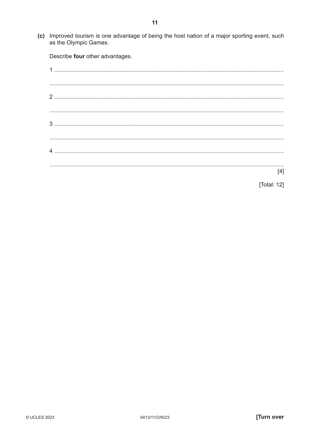 Cambridge IGCSE Physical Education 0413 2023 Oct/Nov Paper 1 · Variant 1 question paper, page 11 of 16