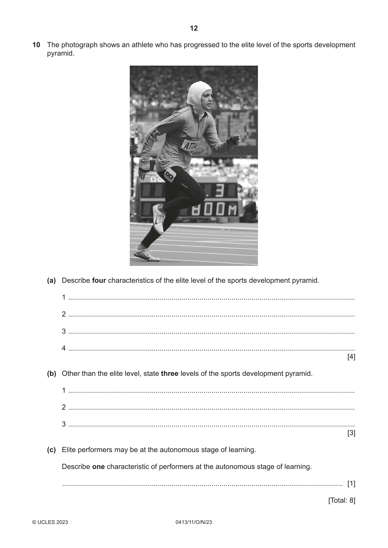 Cambridge IGCSE Physical Education 0413 2023 Oct/Nov Paper 1 · Variant 1 question paper, page 12 of 16