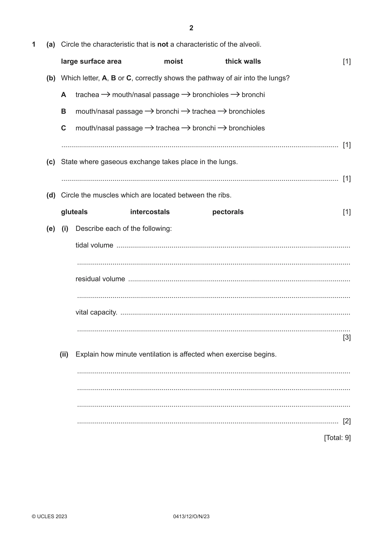 Cambridge IGCSE Physical Education 0413 2023 Oct/Nov Paper 1 · Variant 2 question paper, page 2 of 16