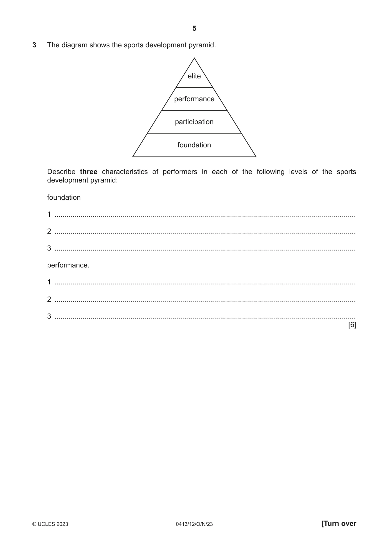 Cambridge IGCSE Physical Education 0413 2023 Oct/Nov Paper 1 · Variant 2 question paper, page 5 of 16