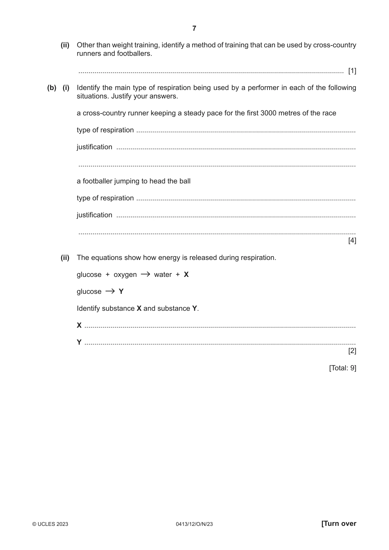Cambridge IGCSE Physical Education 0413 2023 Oct/Nov Paper 1 · Variant 2 question paper, page 7 of 16