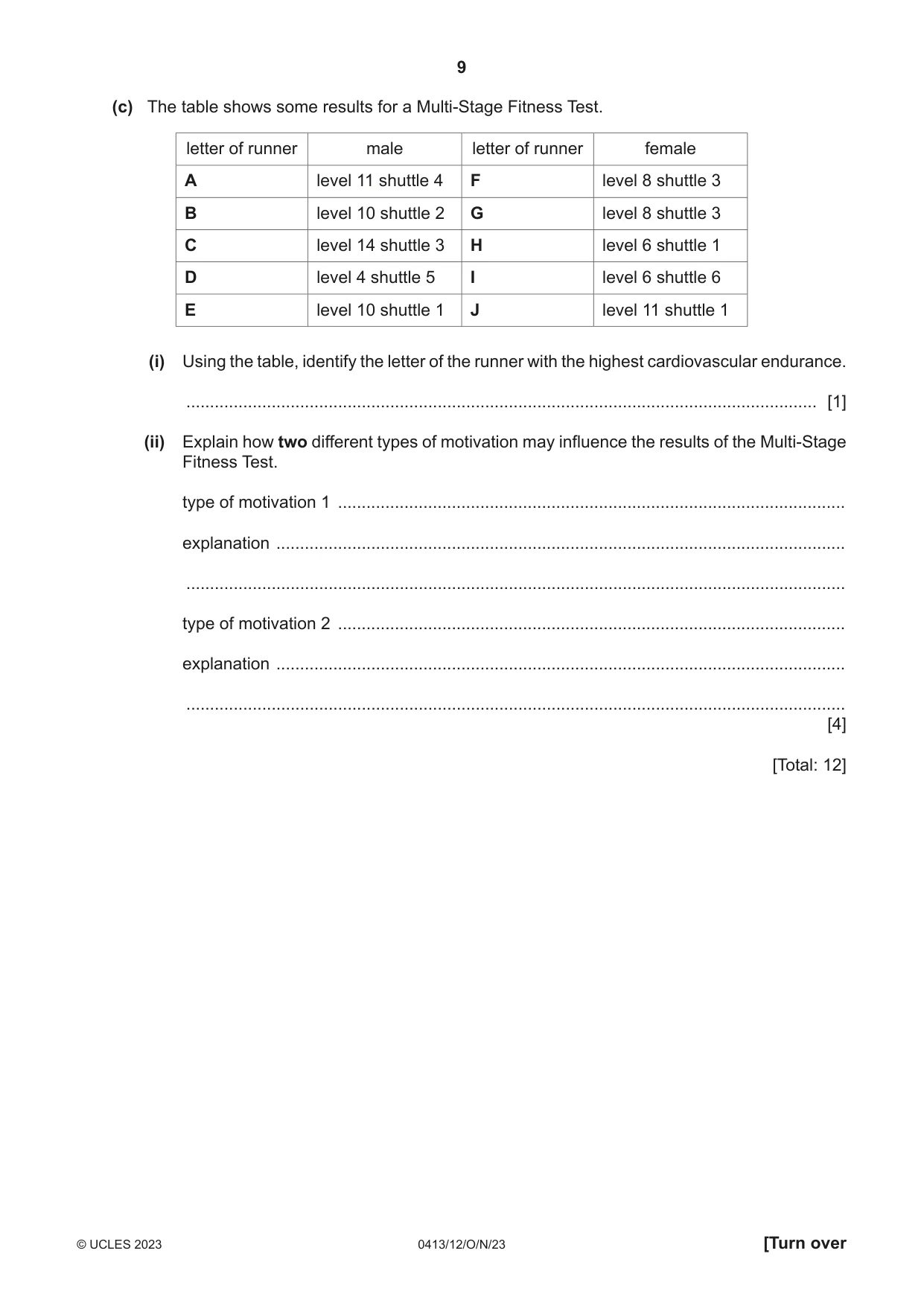 Cambridge IGCSE Physical Education 0413 2023 Oct/Nov Paper 1 · Variant 2 question paper, page 9 of 16