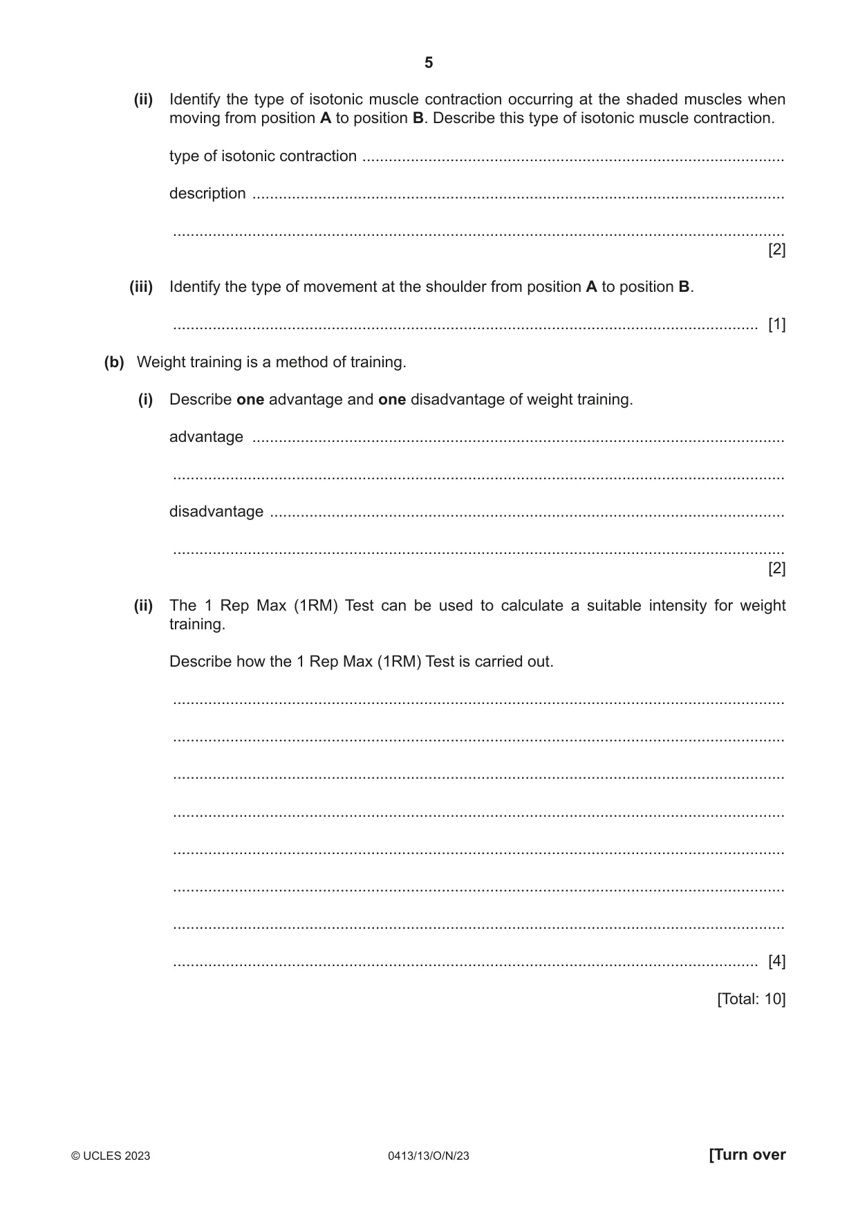 Cambridge IGCSE Physical Education 0413 2023 Oct/Nov Paper 1 · Variant 3 question paper, page 5 of 16