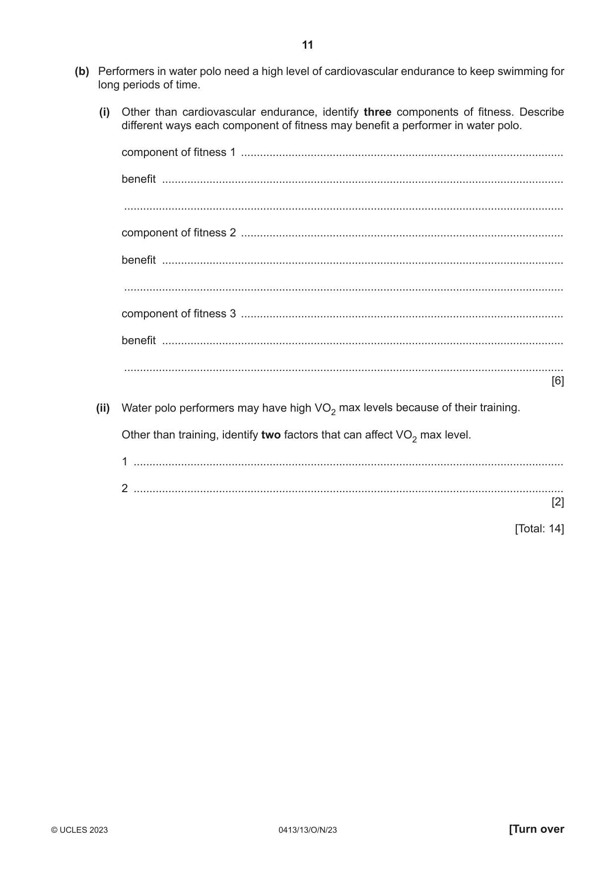 Cambridge IGCSE Physical Education 0413 2023 Oct/Nov Paper 1 · Variant 3 question paper, page 11 of 16