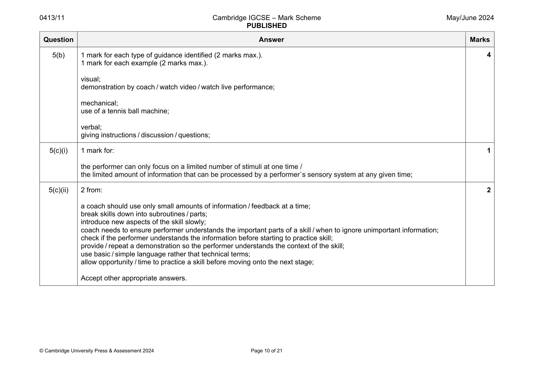 Mark scheme, page 10 of 21