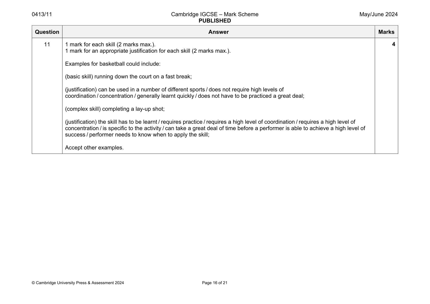 Mark scheme, page 16 of 21