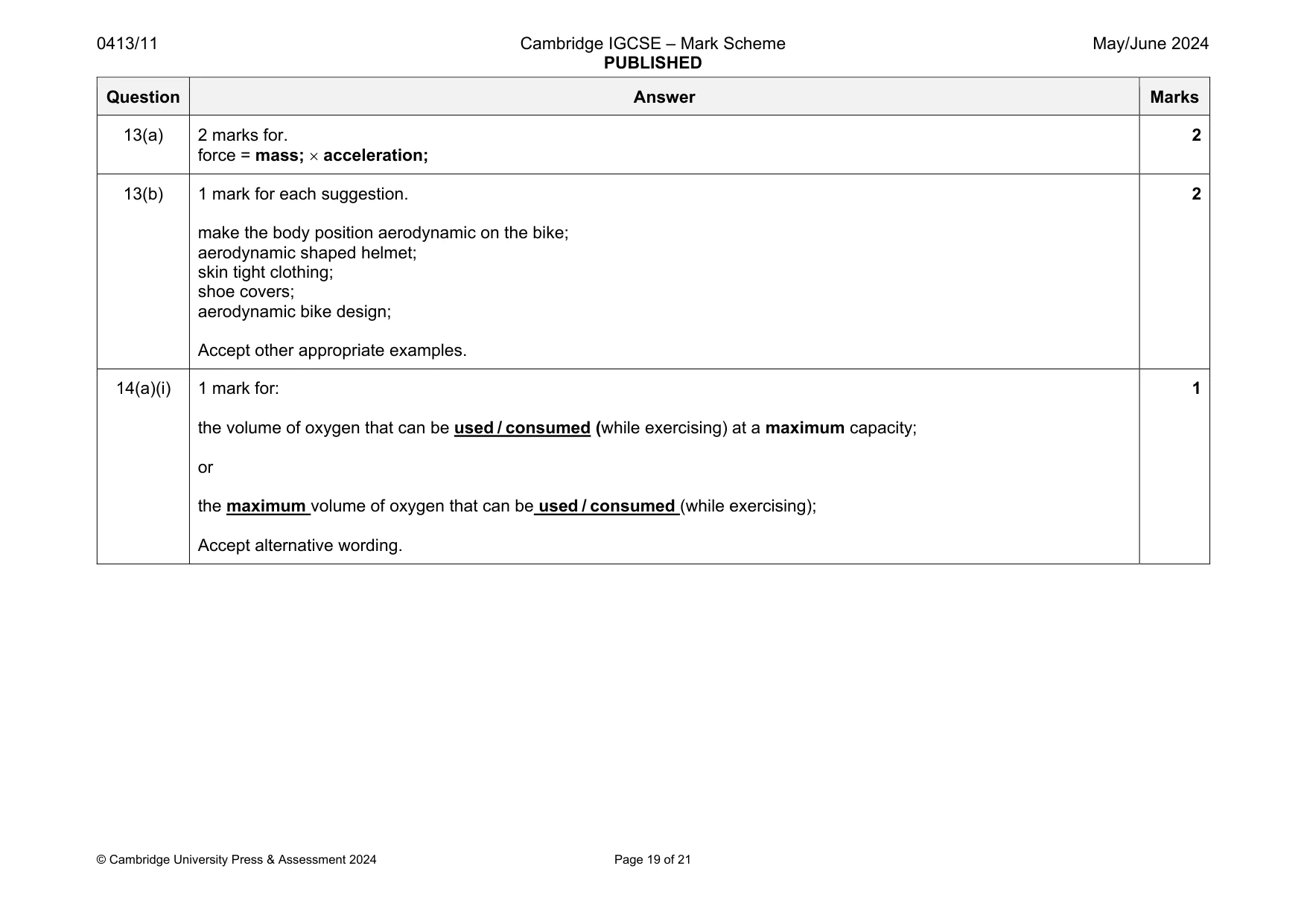 Mark scheme, page 19 of 21