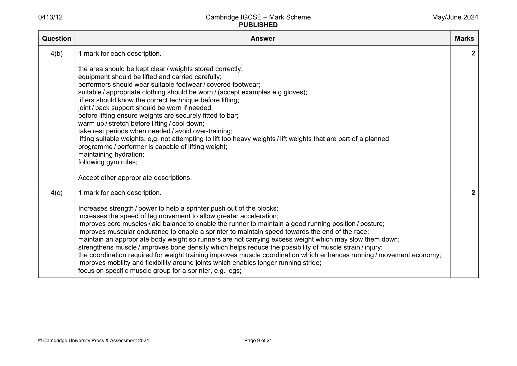 Mark scheme, page 9 of 21