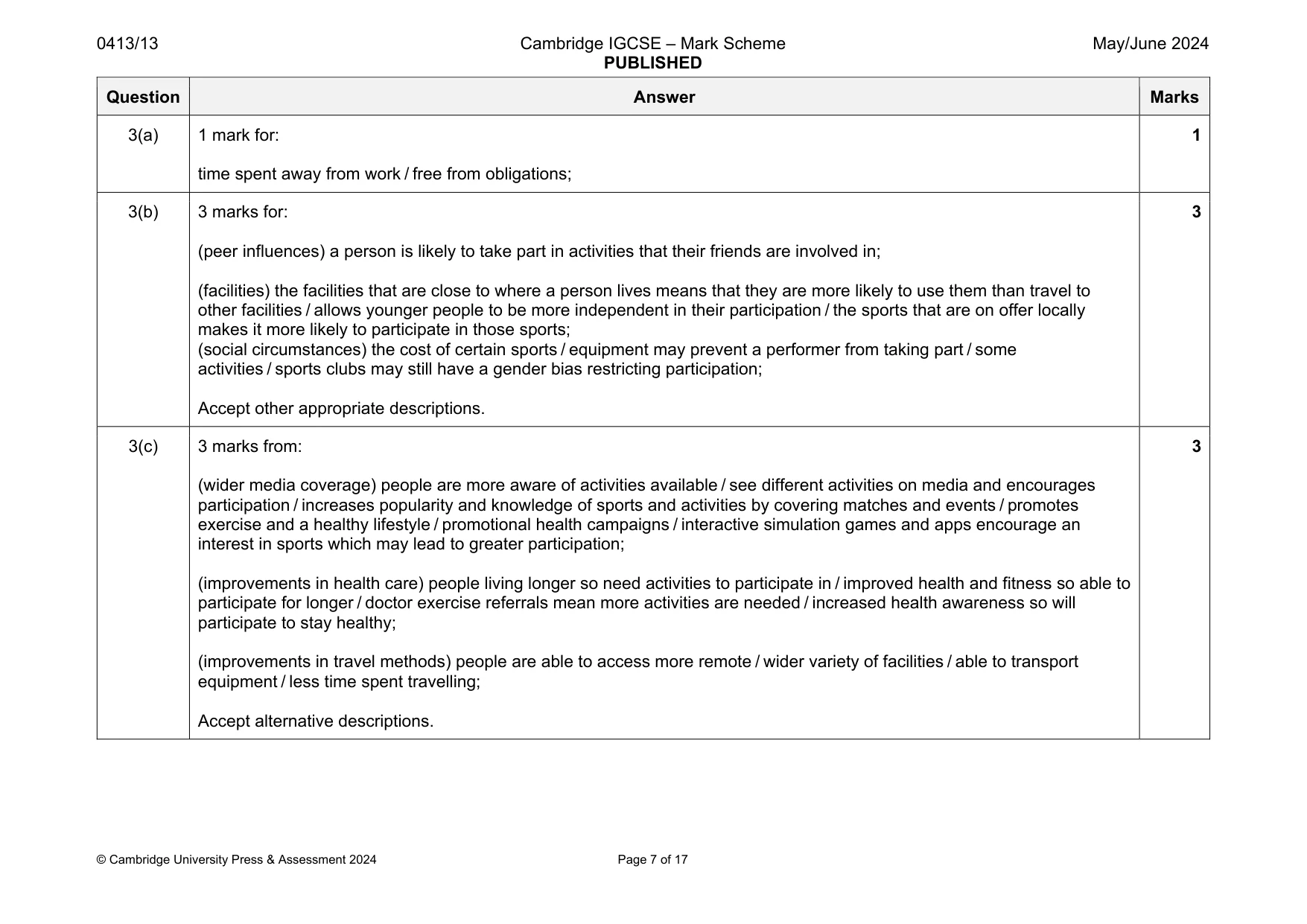 Mark scheme, page 7 of 17