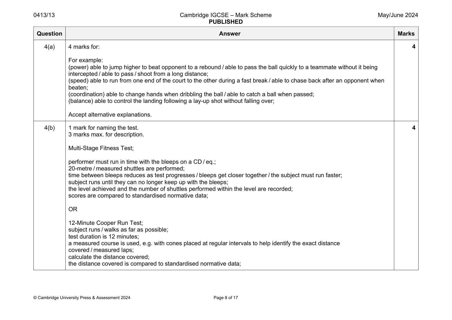 Mark scheme, page 8 of 17
