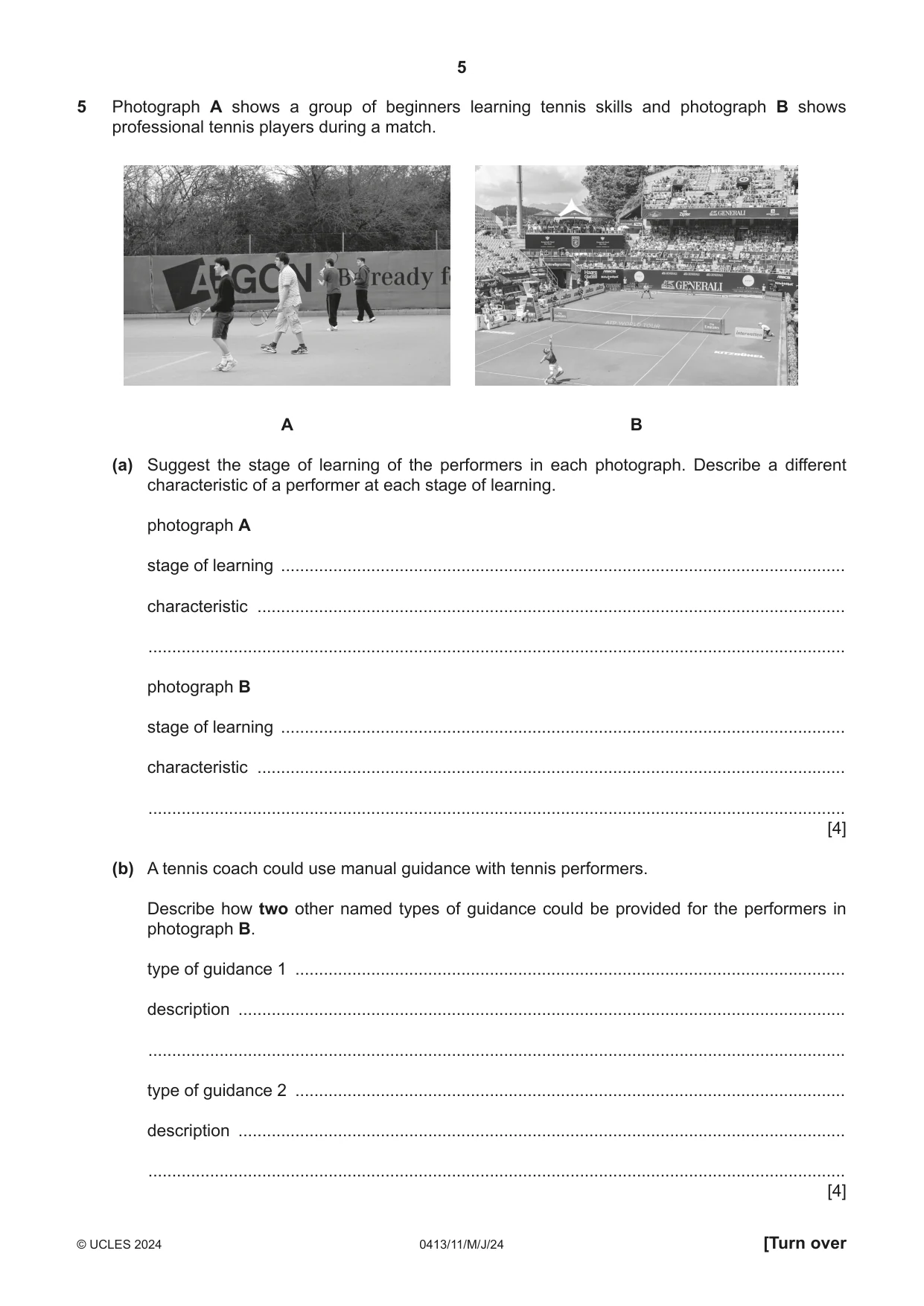 Cambridge IGCSE Physical Education 0413 2024 May/June Paper 1 · Variant 1 question paper, page 5 of 16