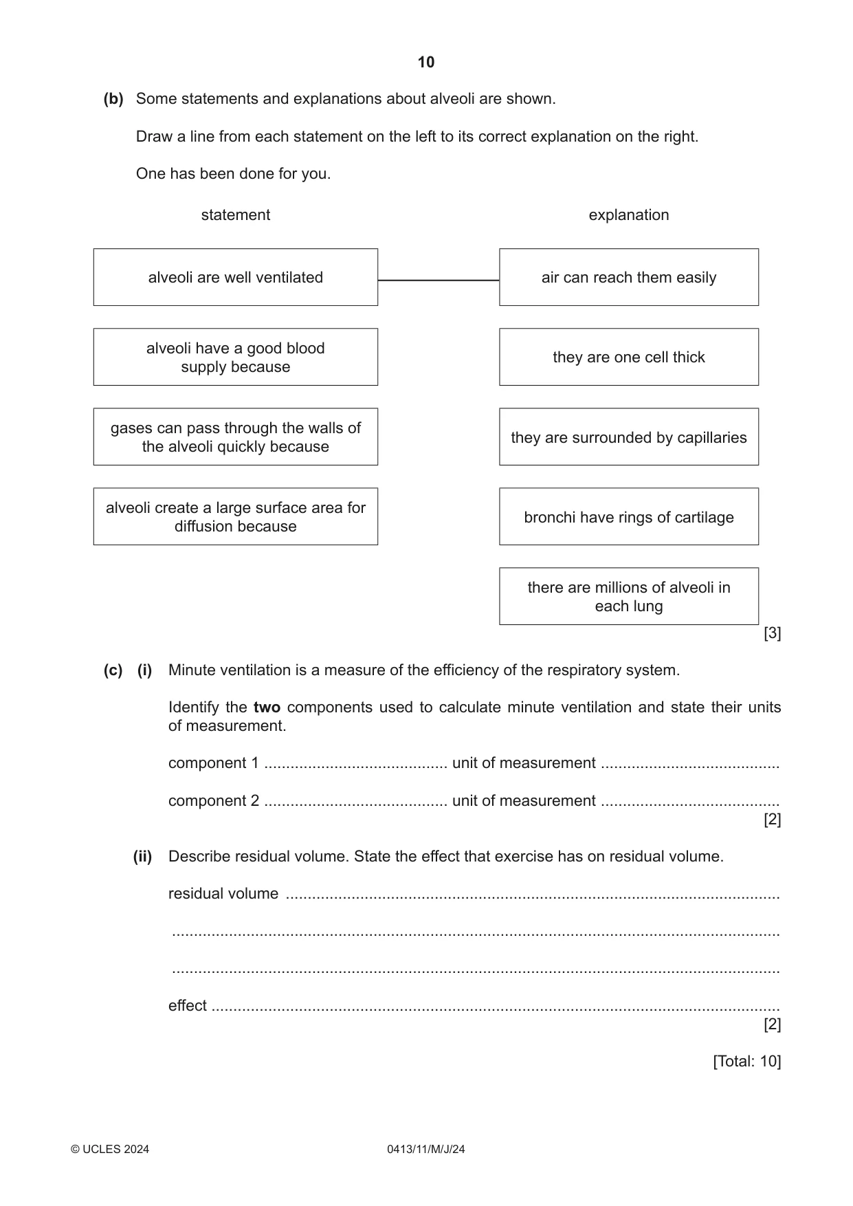 Cambridge IGCSE Physical Education 0413 2024 May/June Paper 1 · Variant 1 question paper, page 10 of 16