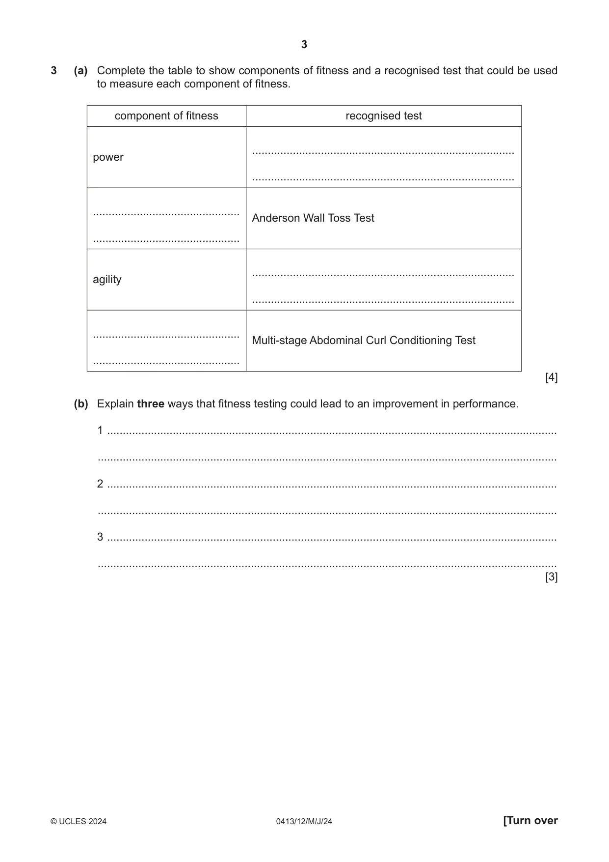 Cambridge IGCSE Physical Education 0413 2024 May/June Paper 1 · Variant 2 question paper, page 3 of 16