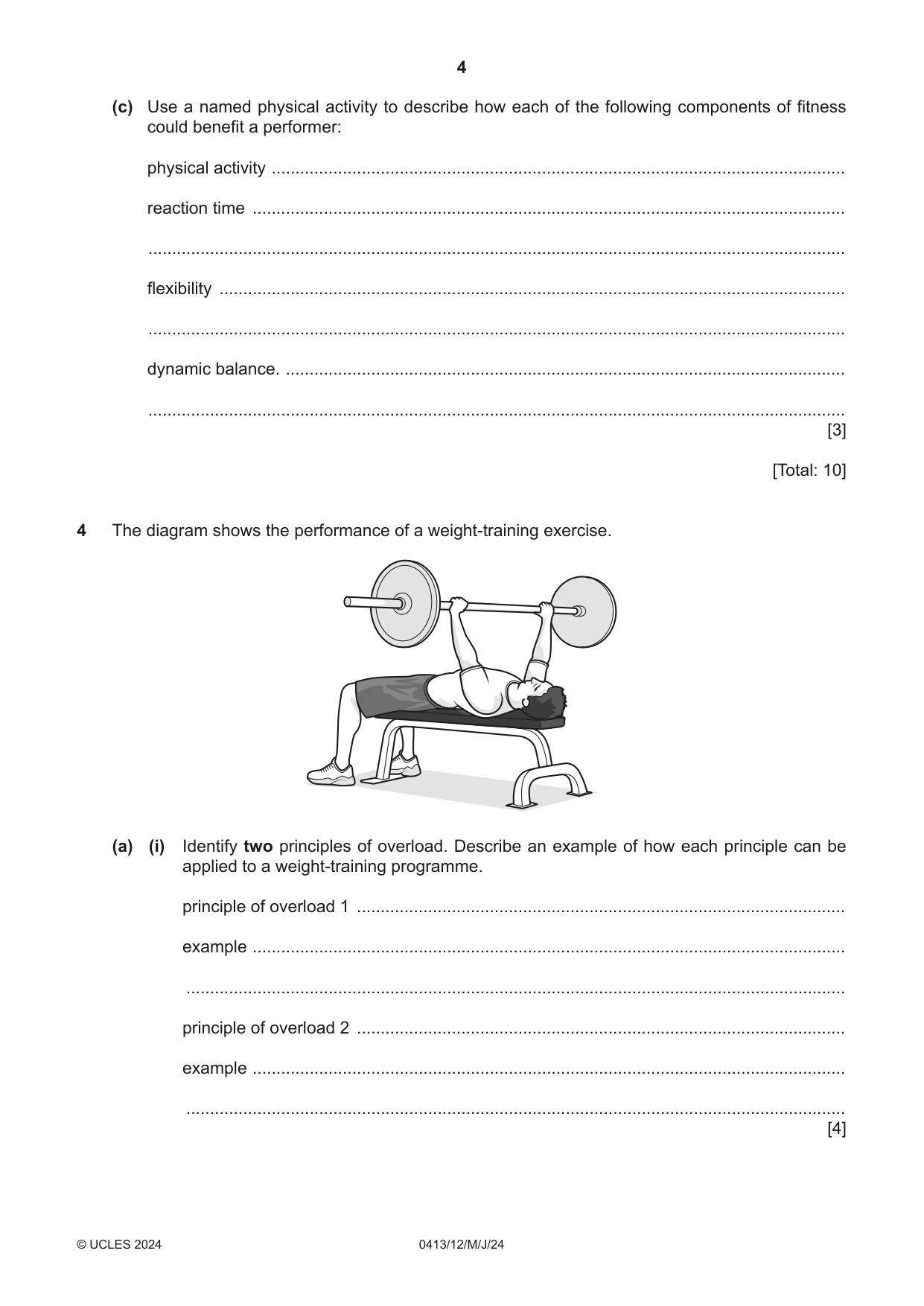 Cambridge IGCSE Physical Education 0413 2024 May/June Paper 1 · Variant 2 question paper, page 4 of 16