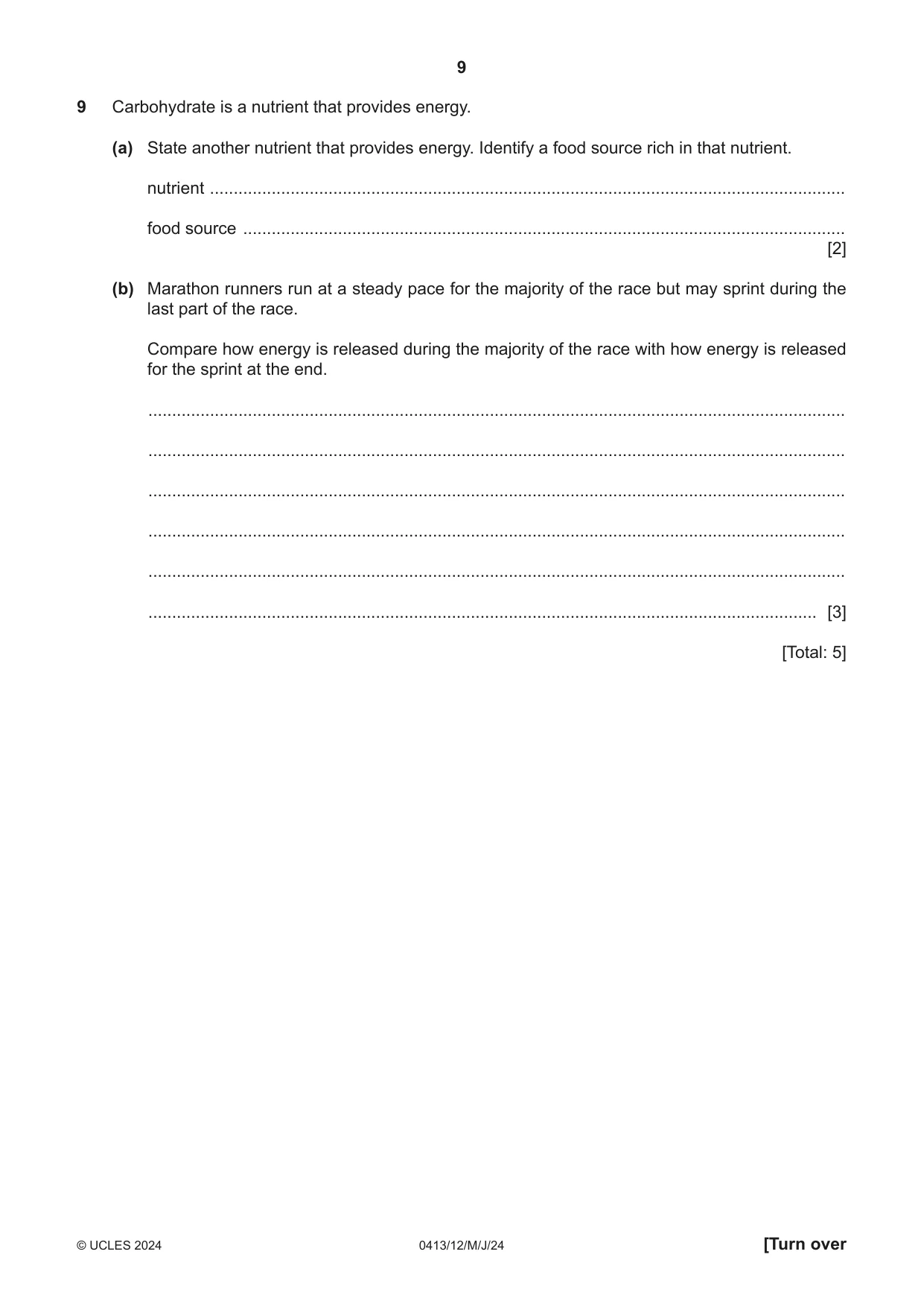 Cambridge IGCSE Physical Education 0413 2024 May/June Paper 1 · Variant 2 question paper, page 9 of 16