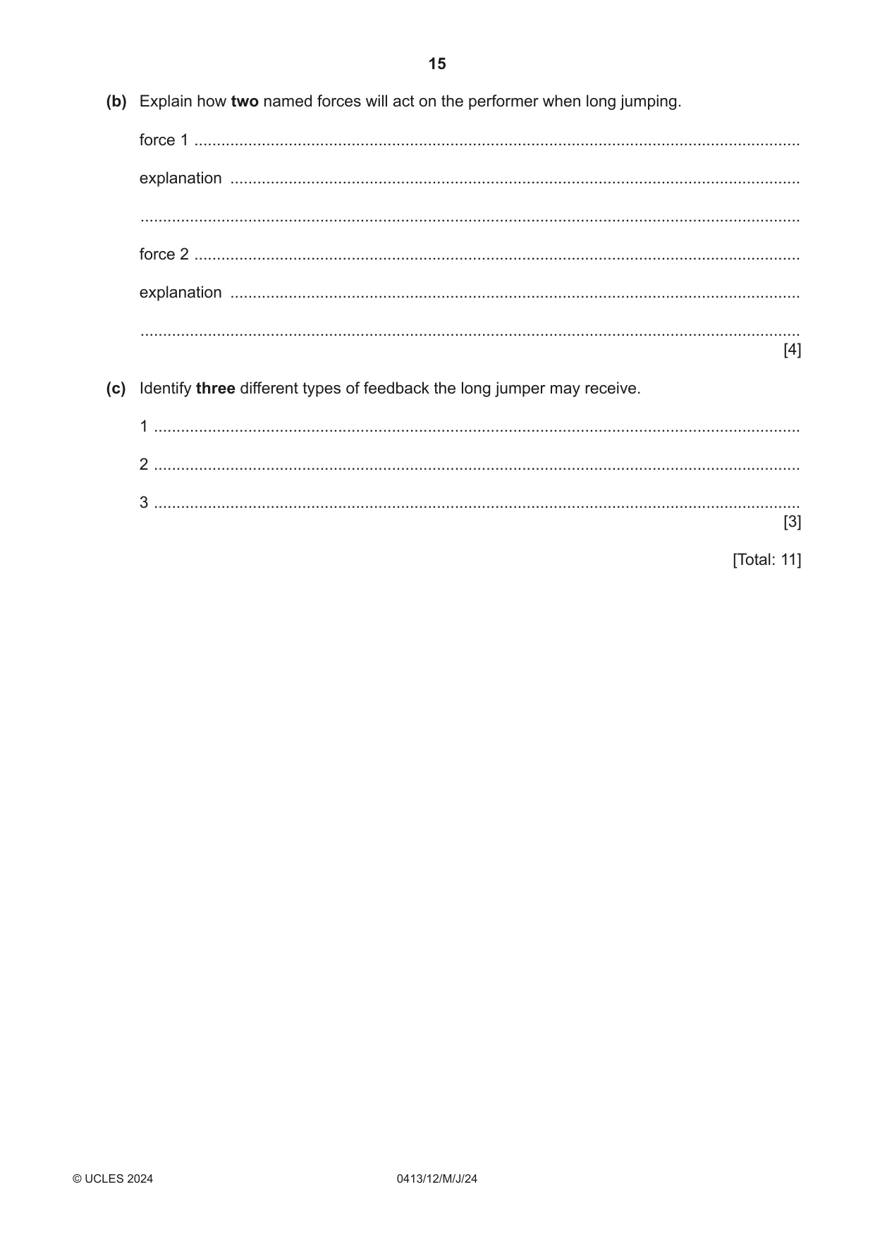 Cambridge IGCSE Physical Education 0413 2024 May/June Paper 1 · Variant 2 question paper, page 15 of 16