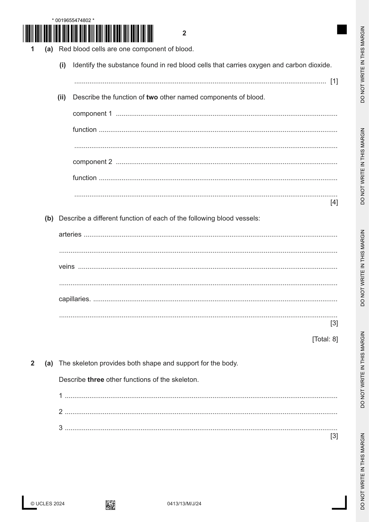 Cambridge IGCSE Physical Education 0413 2024 May/June Paper 1 · Variant 3 question paper, page 2 of 16
