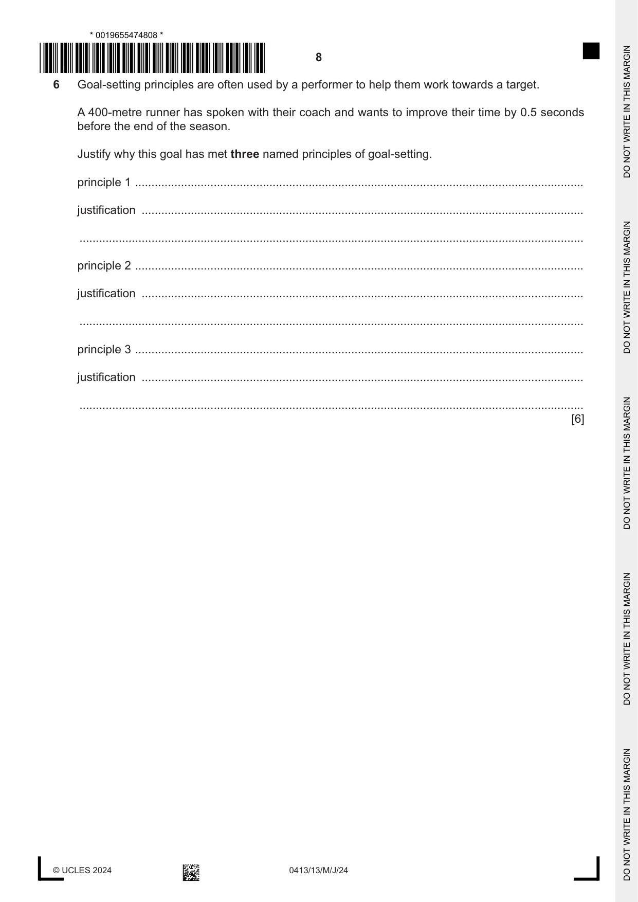 Cambridge IGCSE Physical Education 0413 2024 May/June Paper 1 · Variant 3 question paper, page 8 of 16