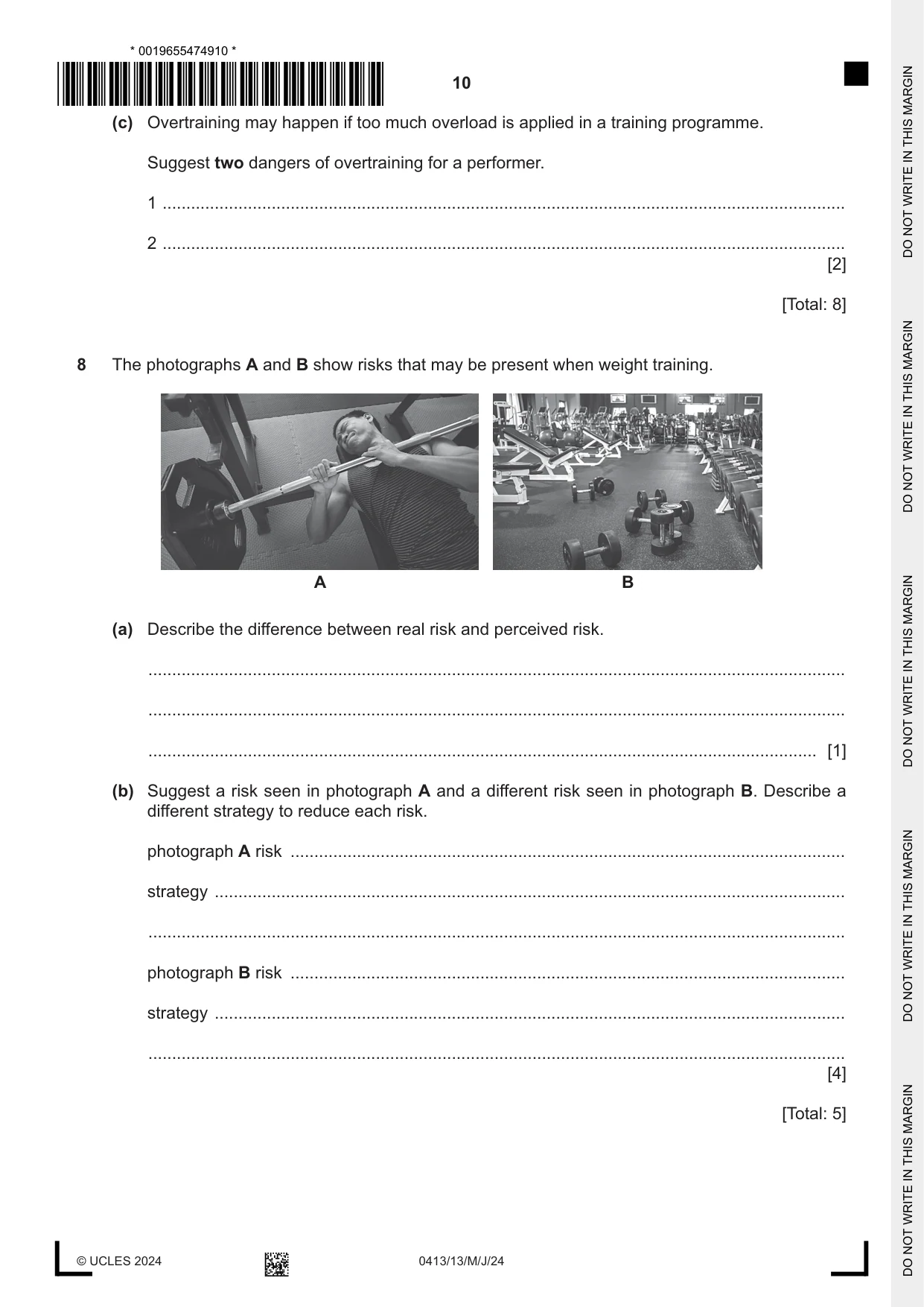 Cambridge IGCSE Physical Education 0413 2024 May/June Paper 1 · Variant 3 question paper, page 10 of 16