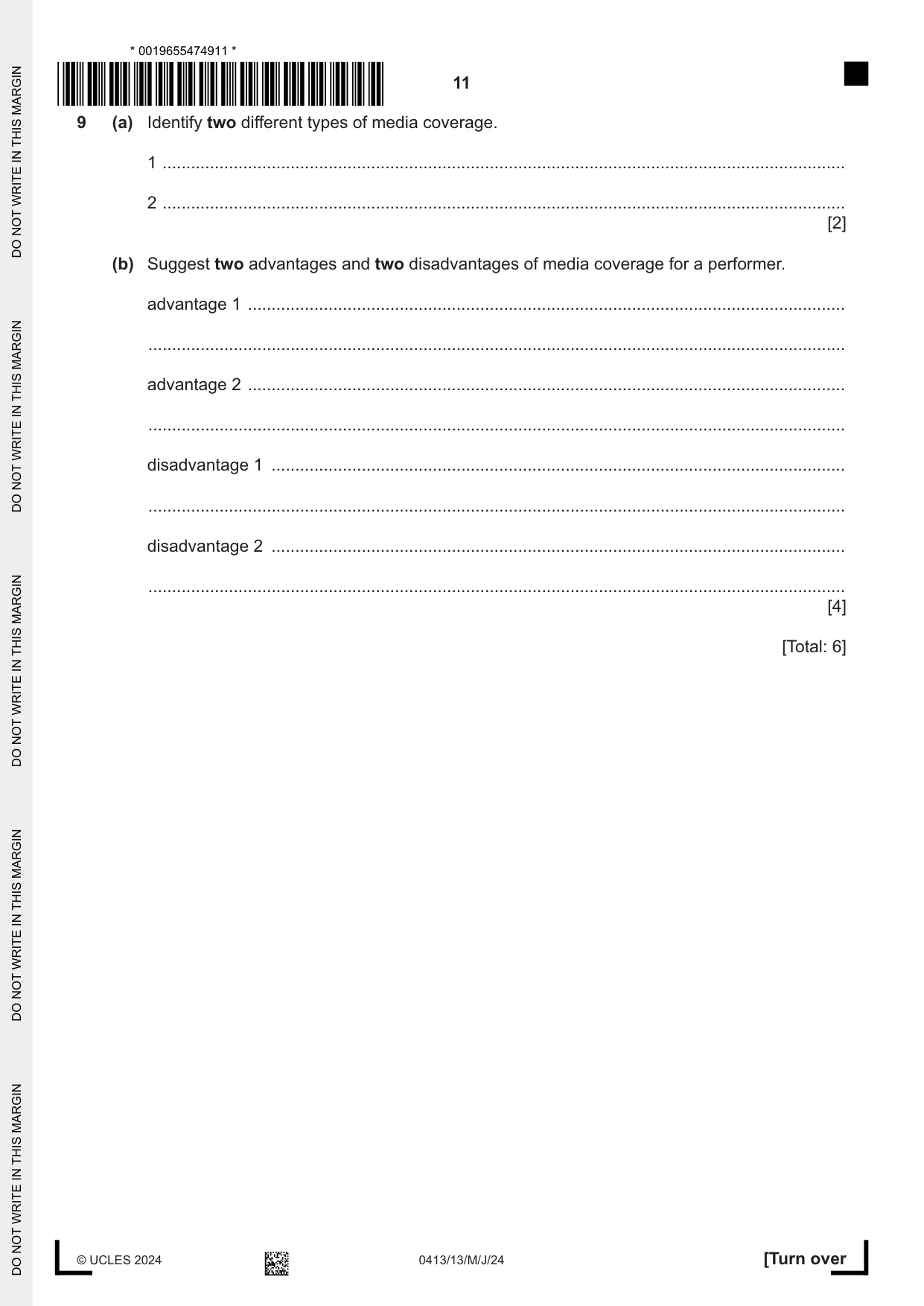 Cambridge IGCSE Physical Education 0413 2024 May/June Paper 1 · Variant 3 question paper, page 11 of 16