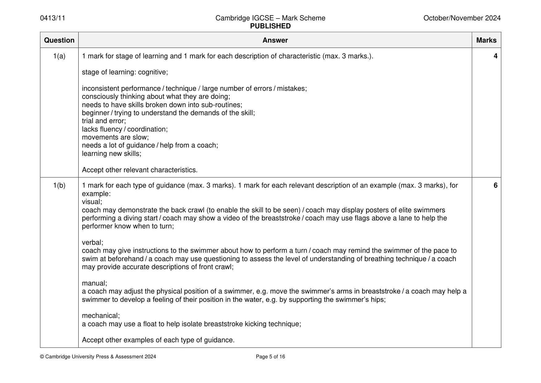 Mark scheme, page 5 of 16