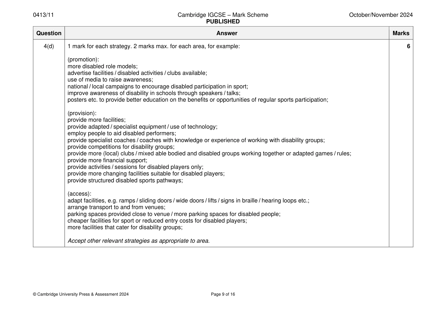 Mark scheme, page 9 of 16