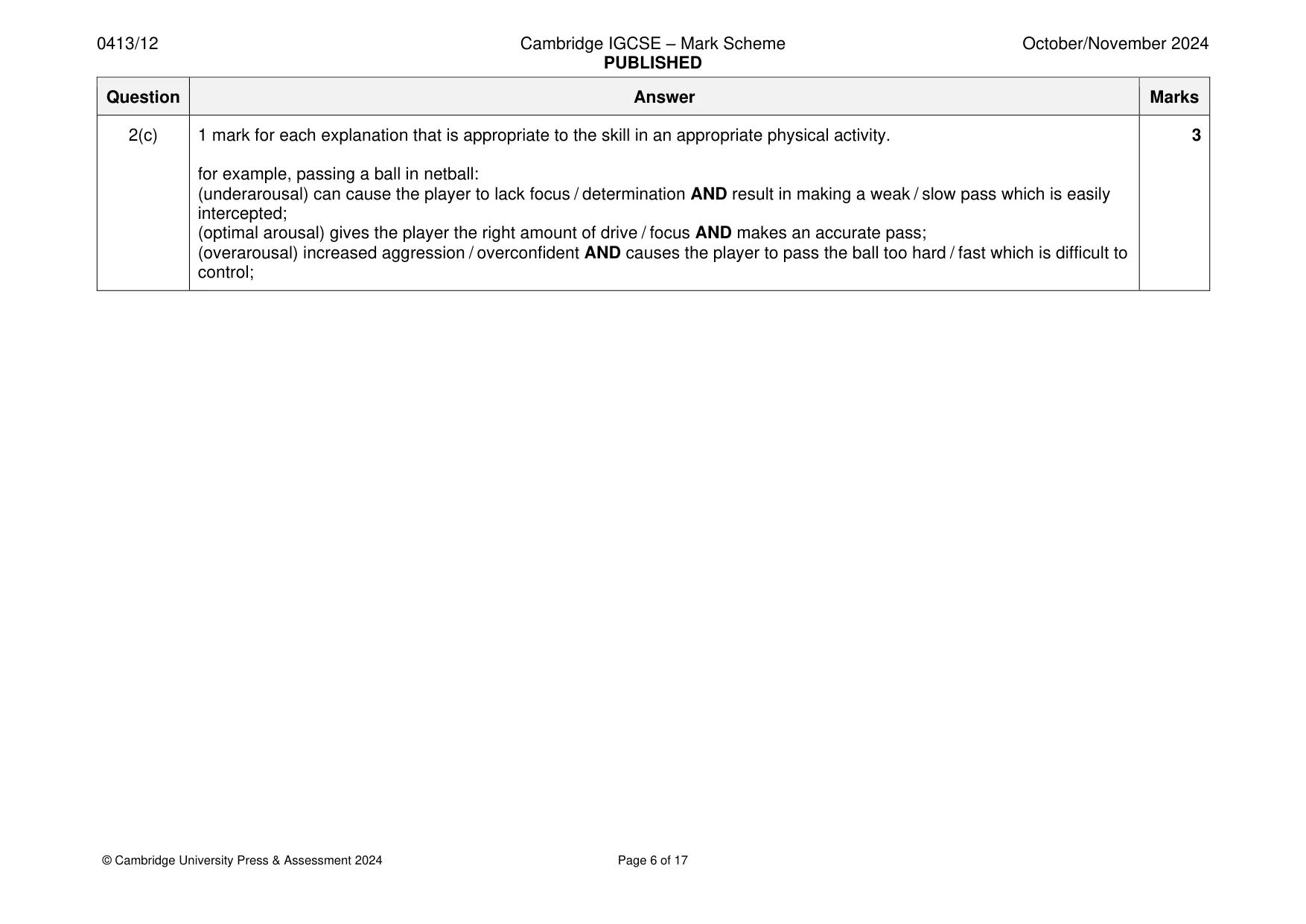 Mark scheme, page 6 of 17