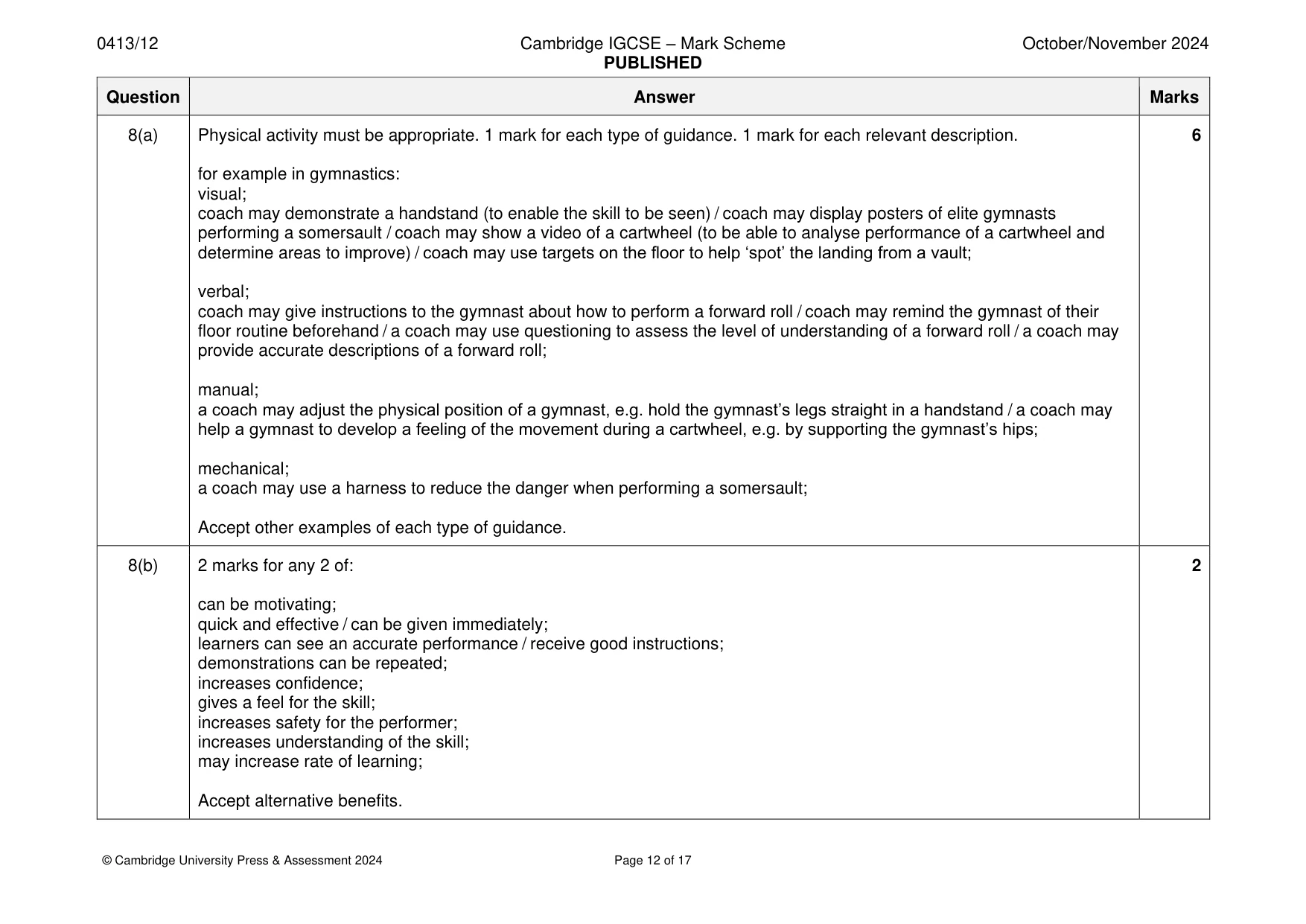 Mark scheme, page 12 of 17
