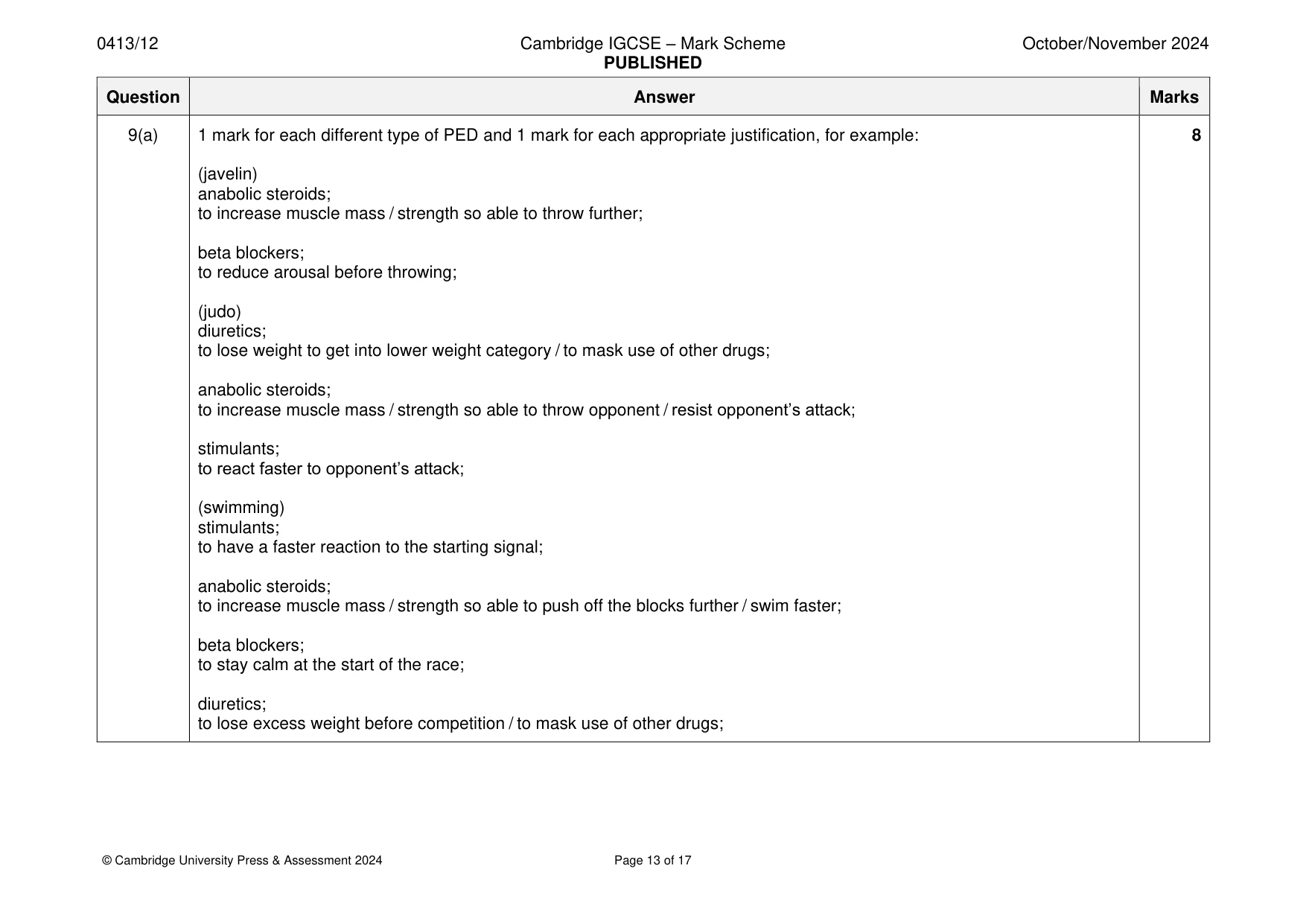 Mark scheme, page 13 of 17