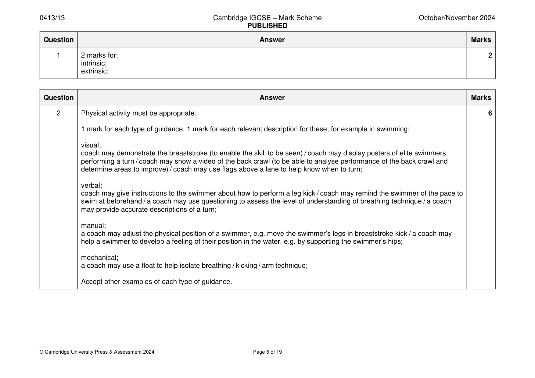 Mark scheme, page 5 of 19