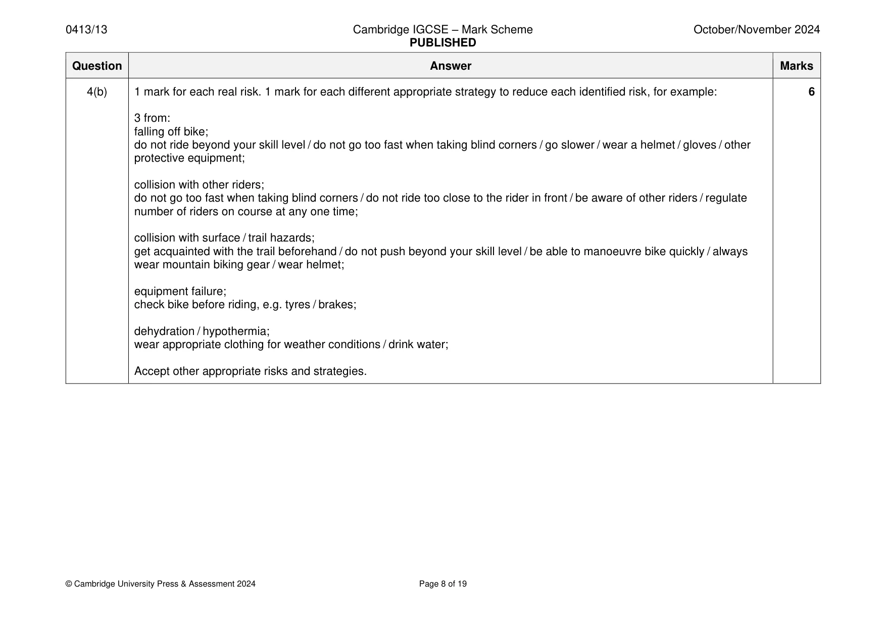 Mark scheme, page 8 of 19