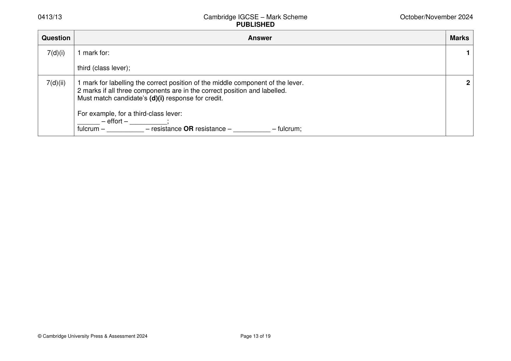 Mark scheme, page 13 of 19
