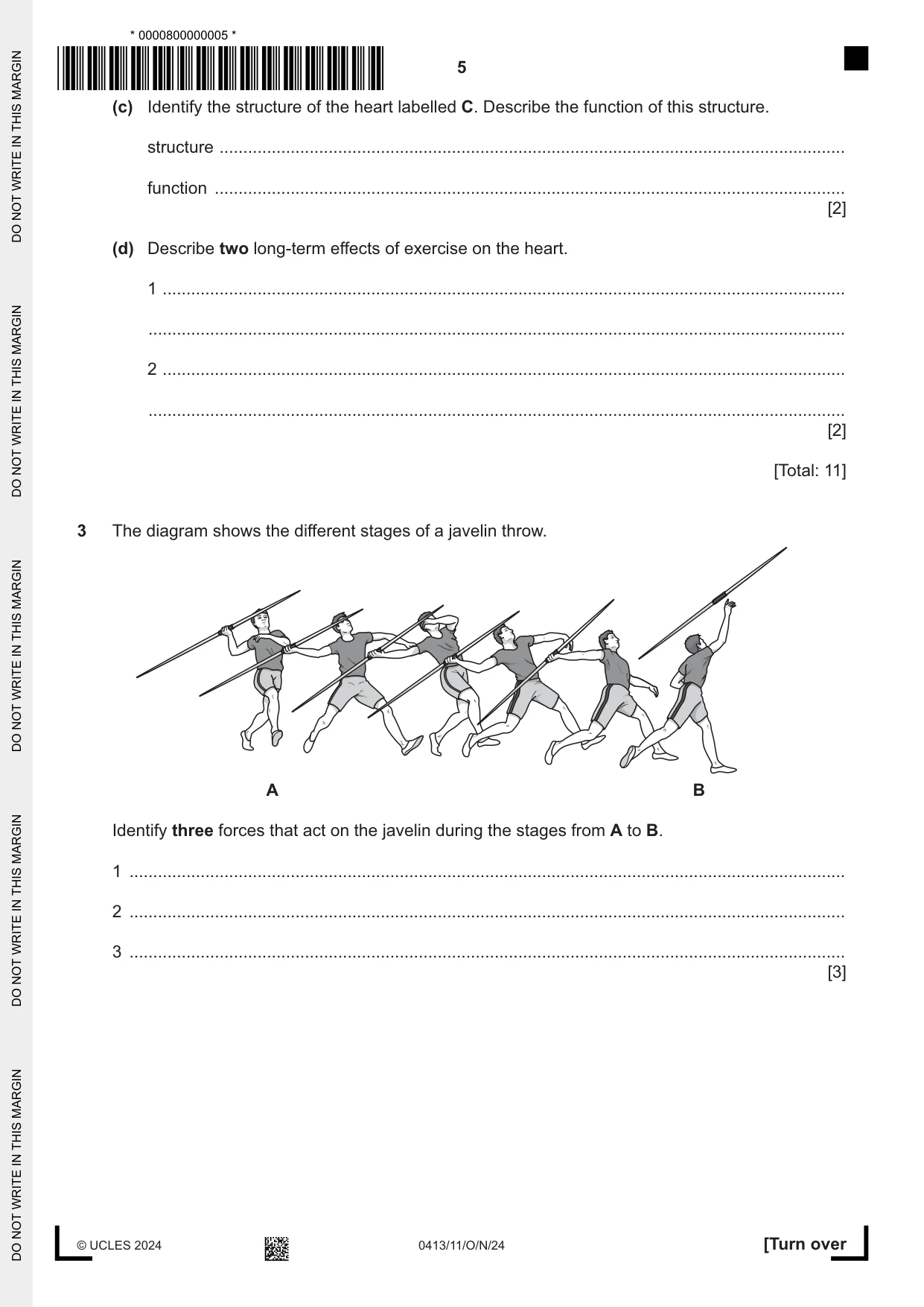 Cambridge IGCSE Physical Education 0413 2024 Oct/Nov Paper 1 · Variant 1 question paper, page 5 of 16