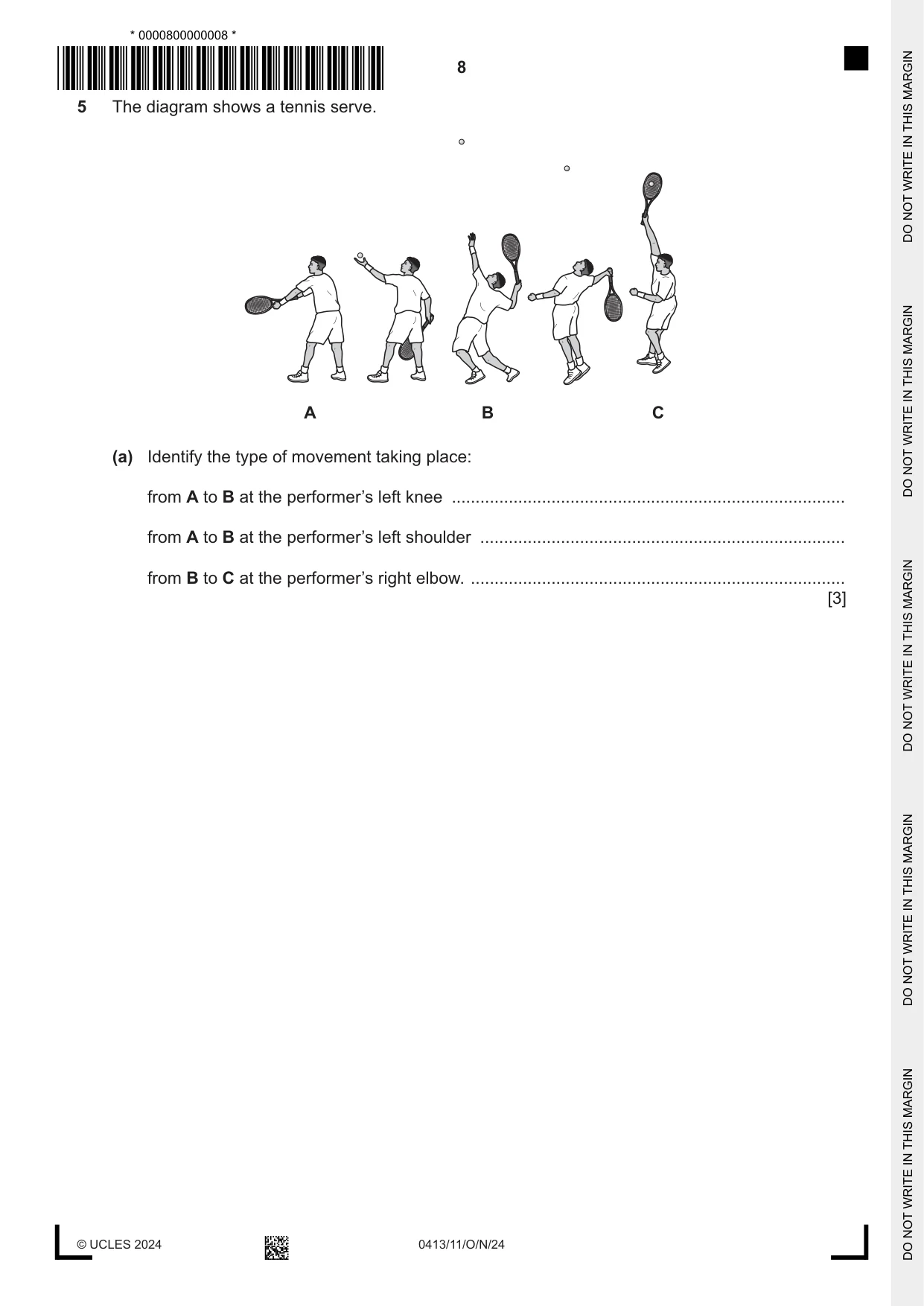 Cambridge IGCSE Physical Education 0413 2024 Oct/Nov Paper 1 · Variant 1 question paper, page 8 of 16