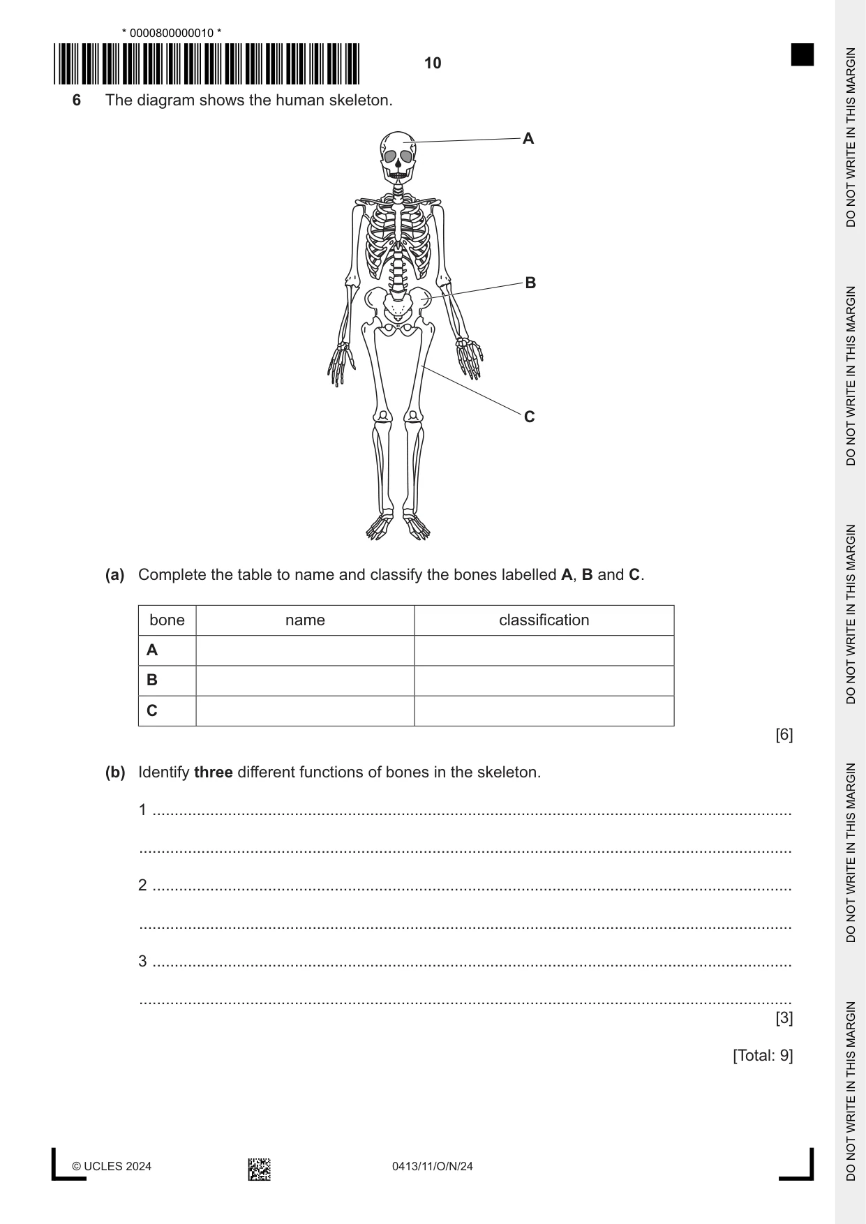 Cambridge IGCSE Physical Education 0413 2024 Oct/Nov Paper 1 · Variant 1 question paper, page 10 of 16
