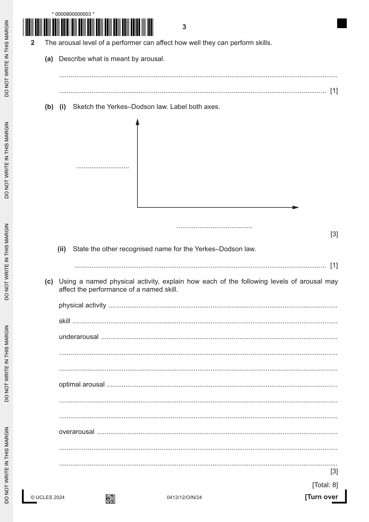 Cambridge IGCSE Physical Education 0413 2024 Oct/Nov Paper 1 · Variant 2 question paper, page 3 of 16