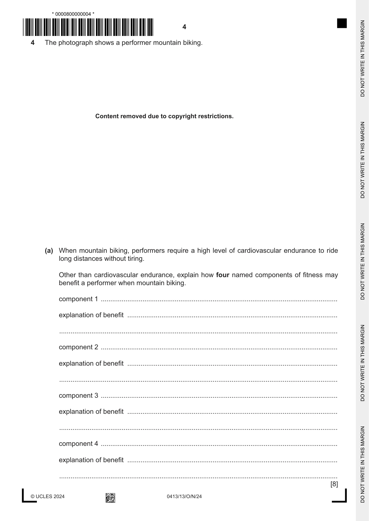 Cambridge IGCSE Physical Education 0413 2024 Oct/Nov Paper 1 · Variant 3 question paper, page 4 of 16