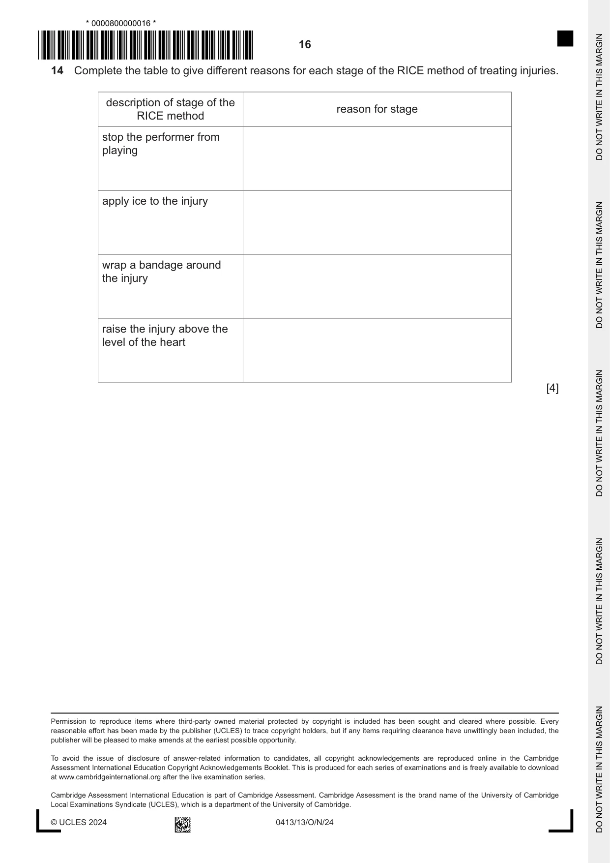 Cambridge IGCSE Physical Education 0413 2024 Oct/Nov Paper 1 · Variant 3 question paper, page 16 of 16