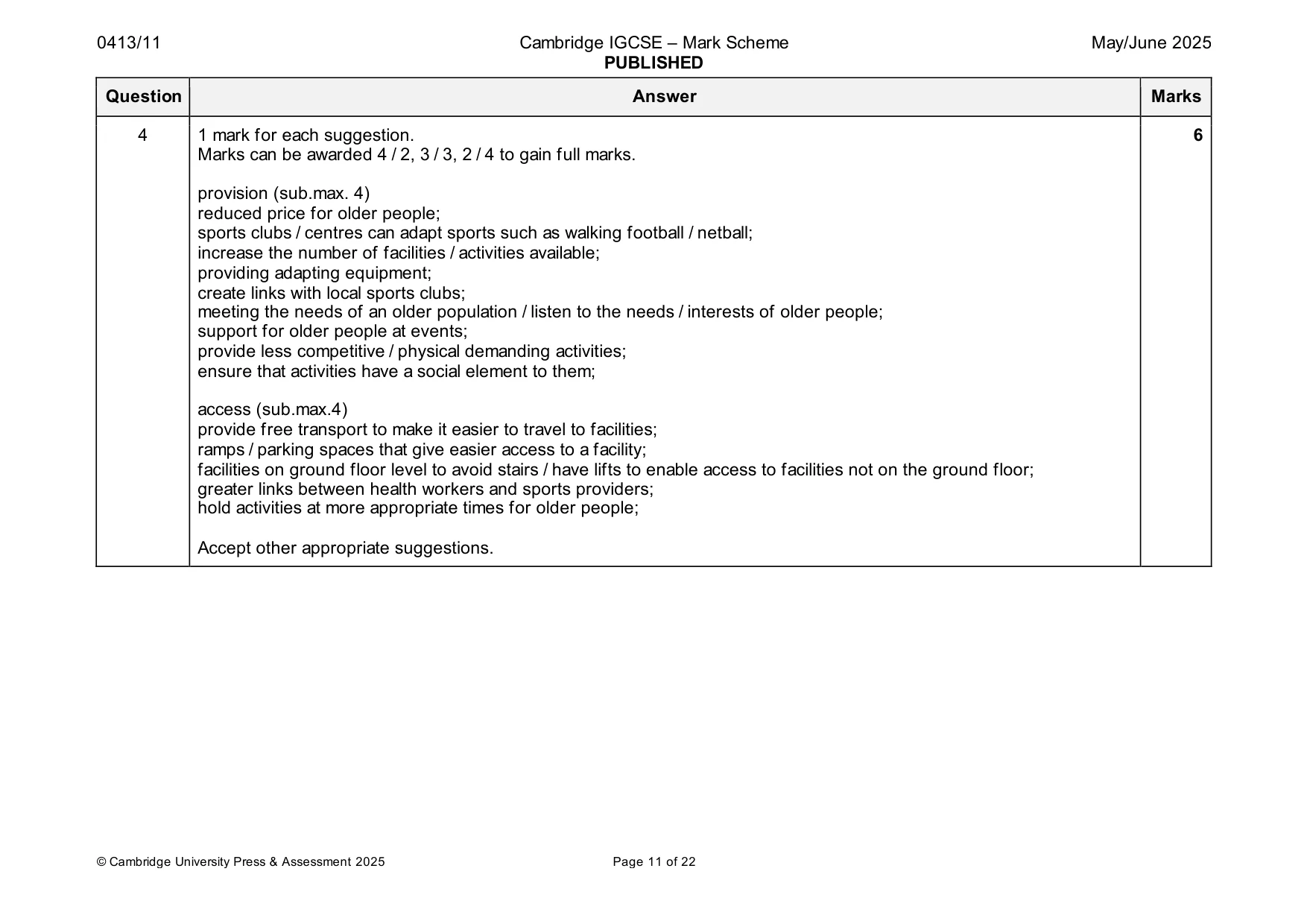 Mark scheme, page 11 of 22