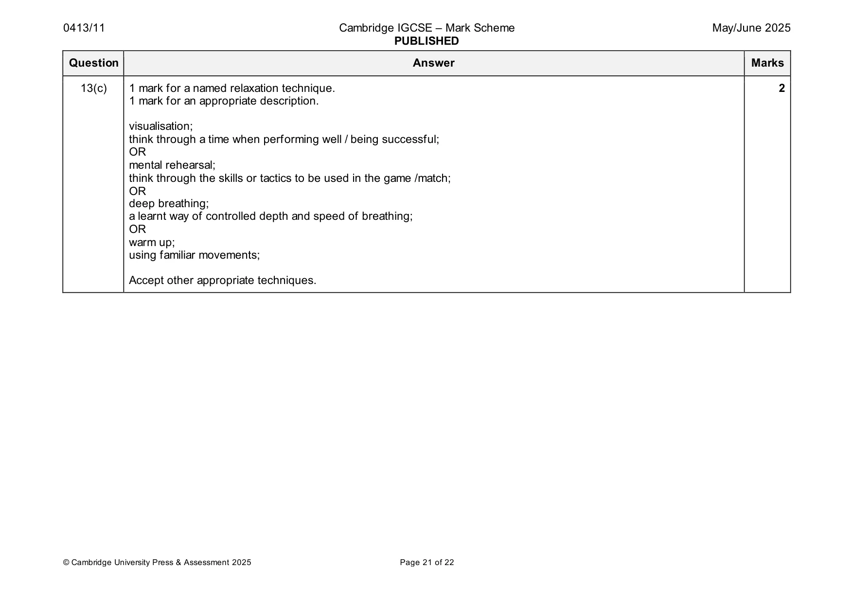 Mark scheme, page 21 of 22