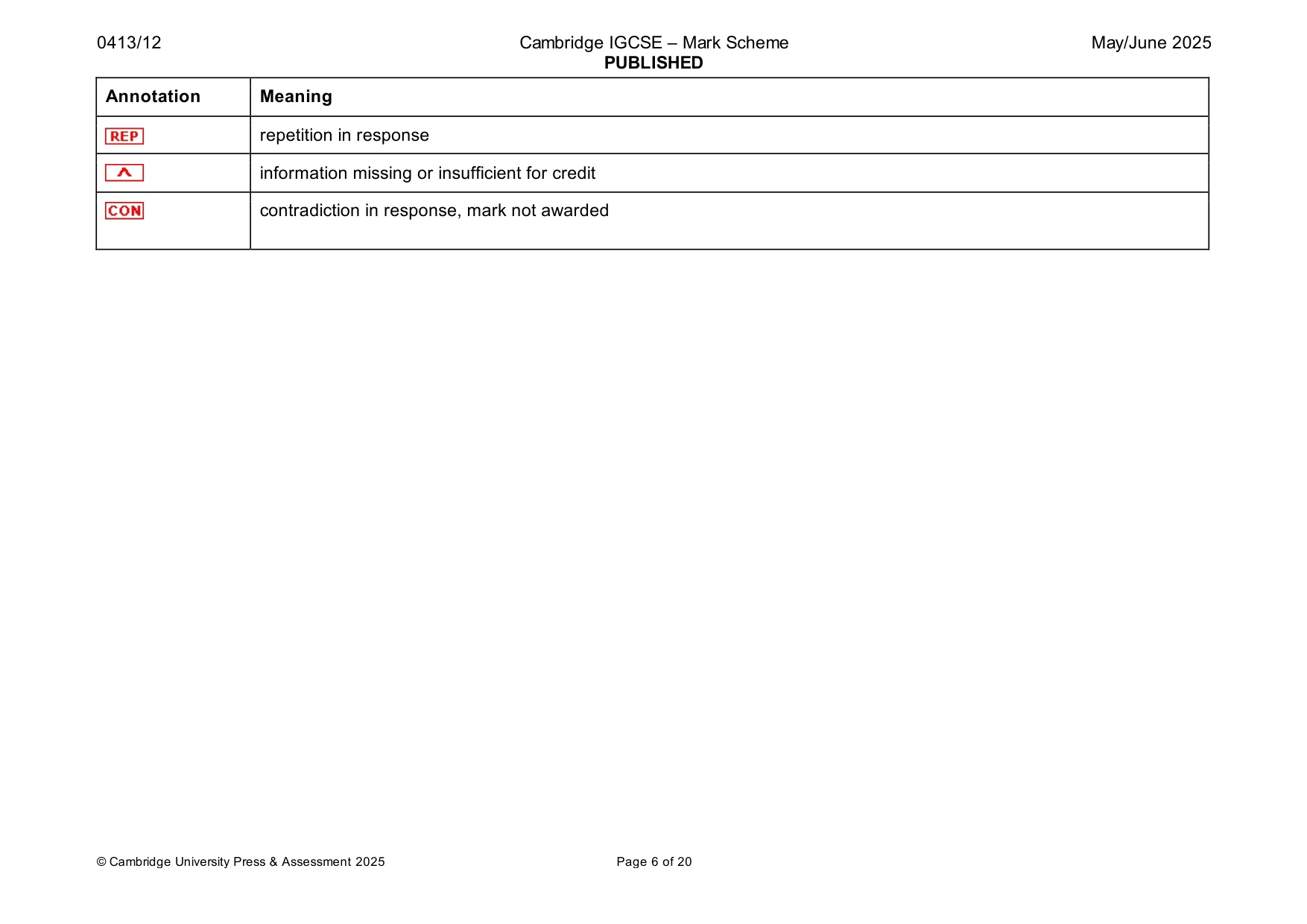 Mark scheme, page 6 of 20